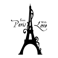 From Paris With Love Eiffel Tower Paris - 22" x 32" - Vinyl Wall Decal Sticker Art
