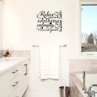 Relax Soothing Words Collage for the Bathroom - 22" x 19"- Decor Vinyl Wall Decal Sticker Art
