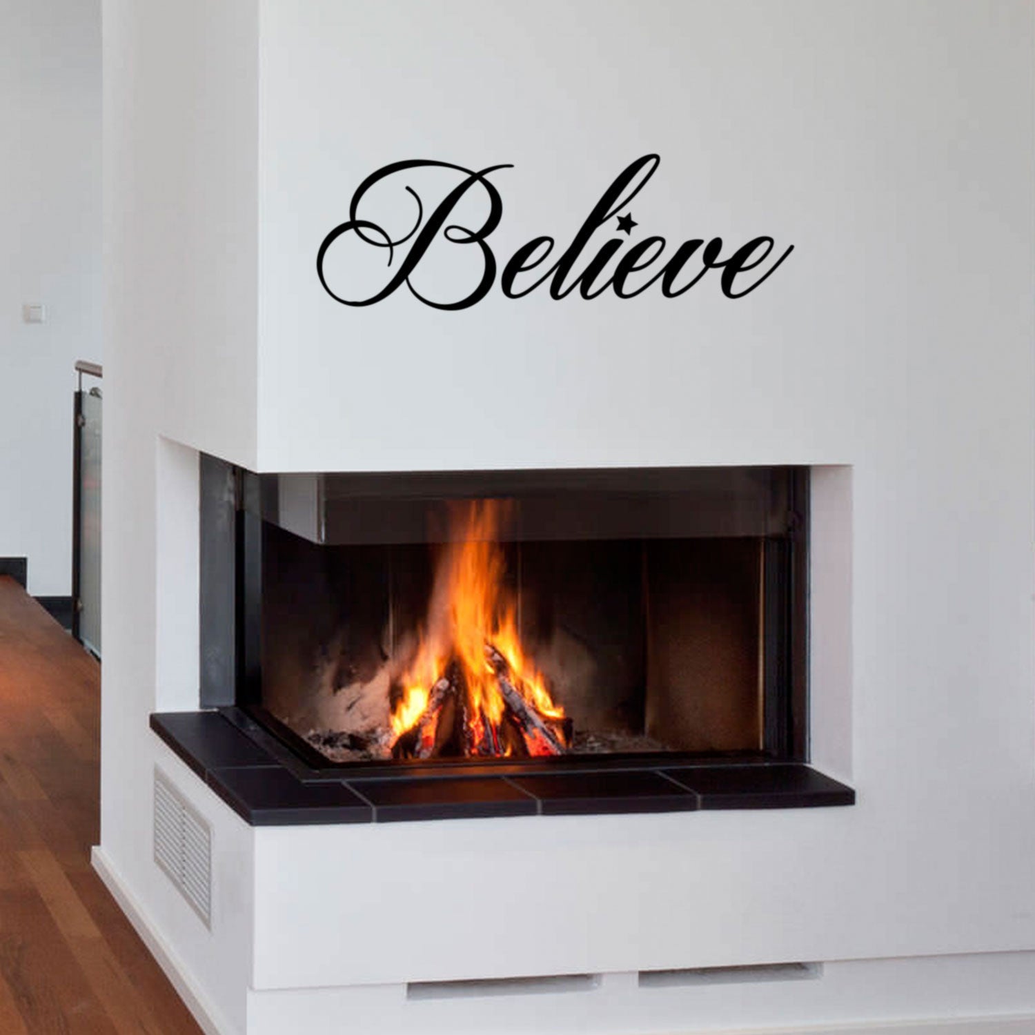 Chic Holiday Believe Vinyl Wall Art Decal - 12.5" x 35" Decoration Vinyl Sticker