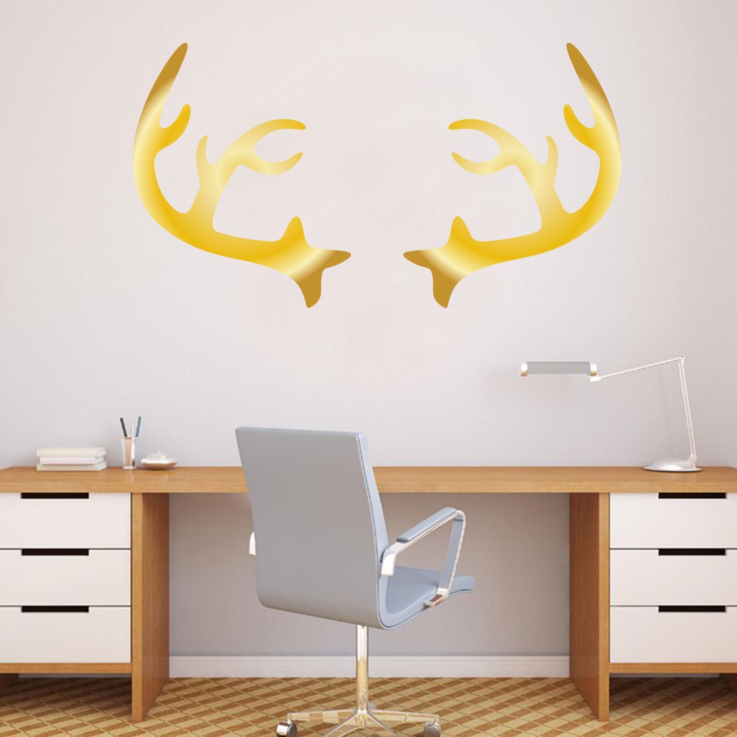 Chic Holiday Christmas Reindeer - Deer Antler Vinyl Wall Art Decal - 28" x 23" Decoration Vinyl Sticker