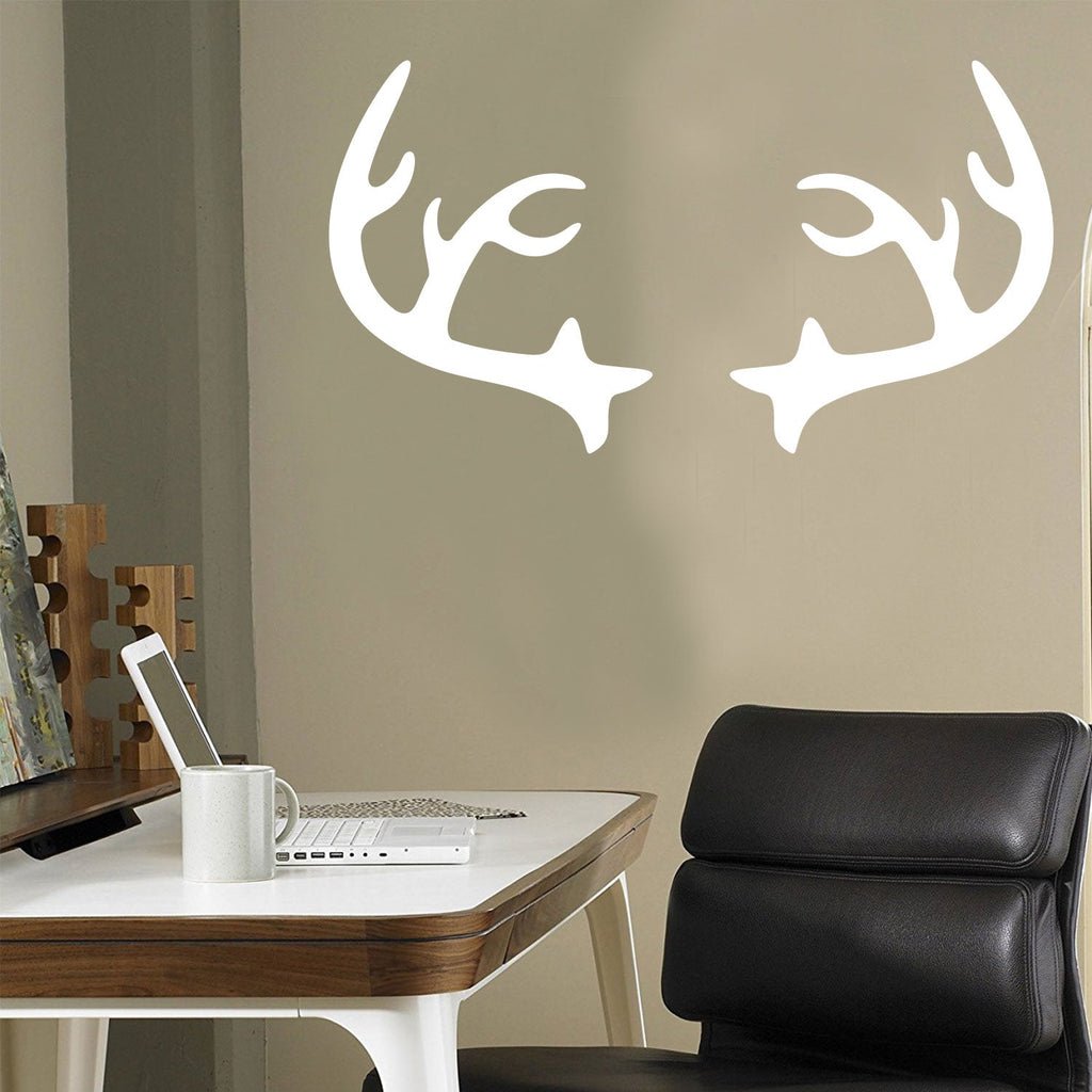 Chic Holiday Christmas Reindeer - Deer Antler Vinyl Wall Art Decal - 28" x 23" Decoration Vinyl Sticker