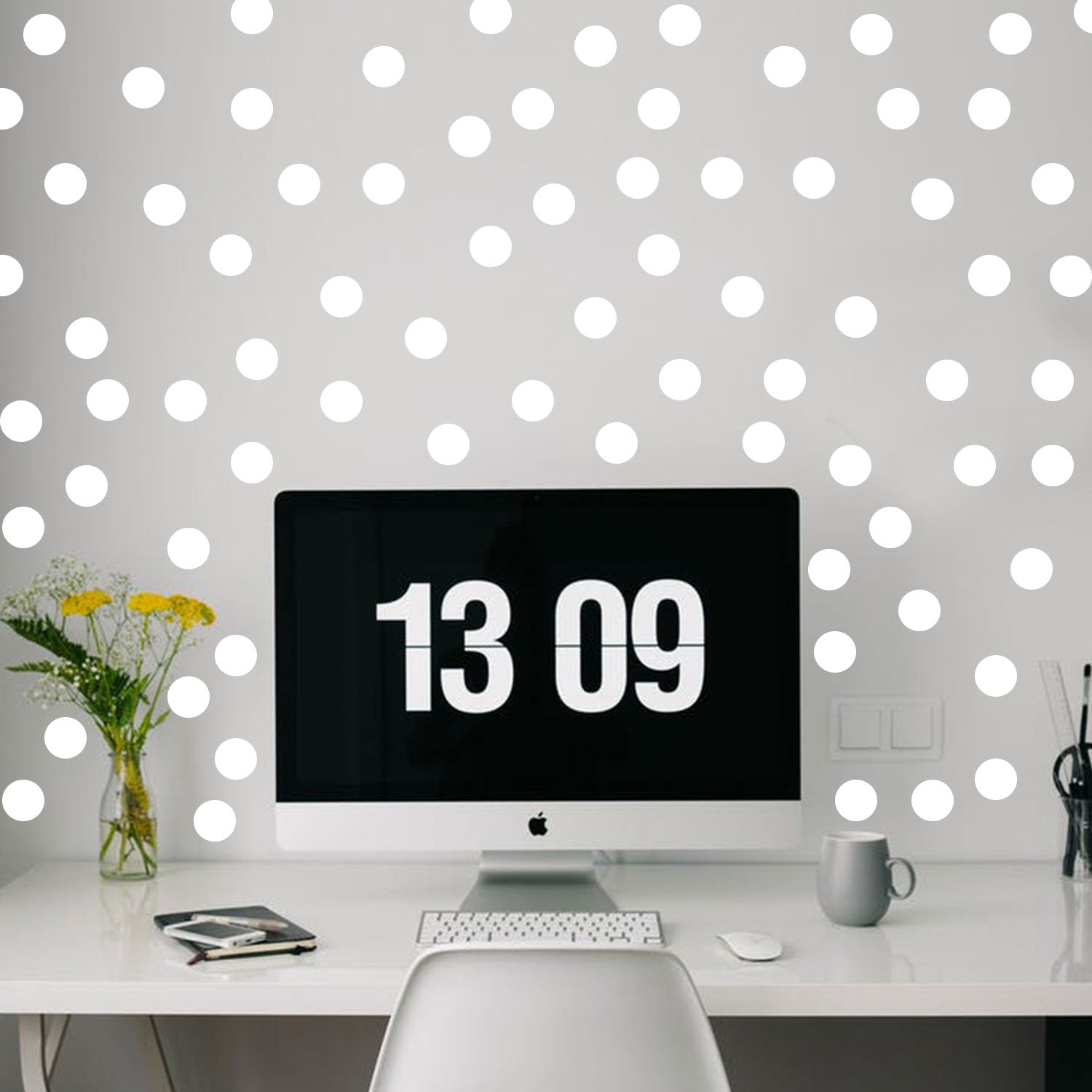 200 Pack Fun Polka Dots Pattern - Wall Art Decal - 1 x 1" - Bedroom Living Room Wall Art Decoration - Peel Off Vinyl Stickers- Apartment Decor - Mix & Match Colors! (1" x 1"; Black)"