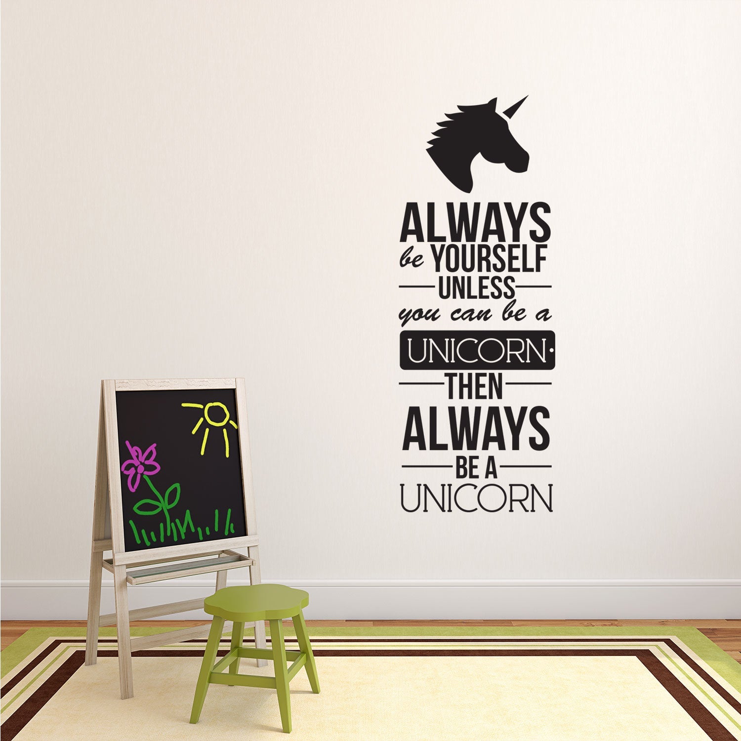 Always Be Yourself Unless You Can Be A Unicorn - Inspirational Life Quotes - Wall Art Decal - 40 x 16" Decoration Vinyl Sticker - Bedroom Living Room Wall Decor - Apartment Wall Decoration"