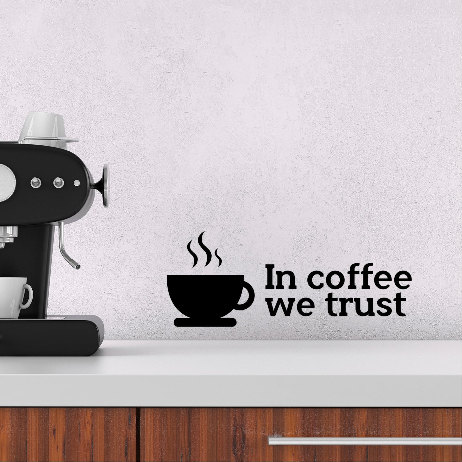 in Coffee We Trust - Wall Art Decal 8 x 20" Decoration Wall Art Vinyl Sticker - Kitchen Wall Art Decor - Funny Coffee Lovers Quotes Wall Decor"