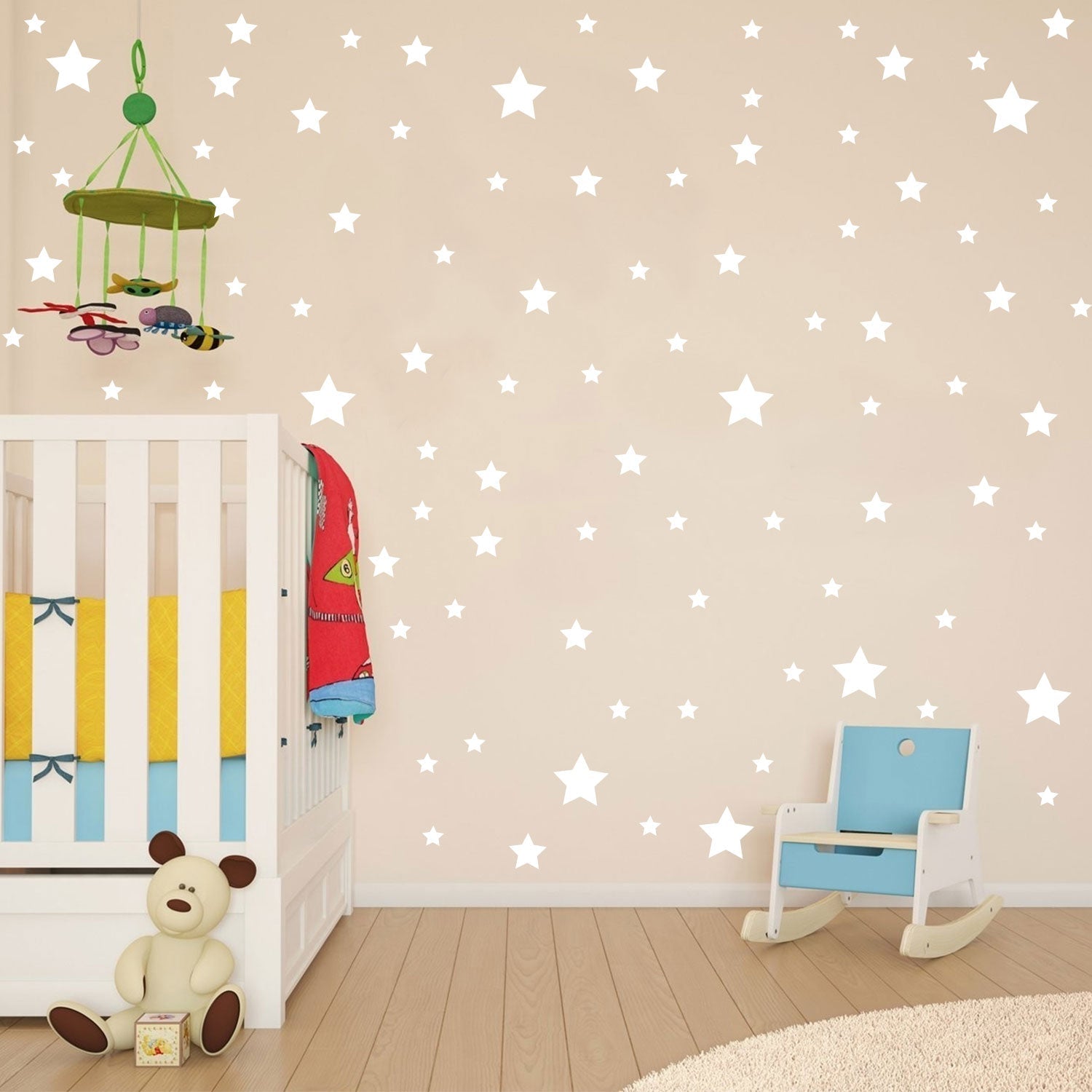 Pack of 116 Stars Vinyl Wall Art Decals - .5 x 3" - Bedroom Vinyl Wall Decor Stickers - Apartment Vinyl Decal Wall Decor - Kids Room Vinyl Wall Decals - Star Pattern Vinyl Wall Art"