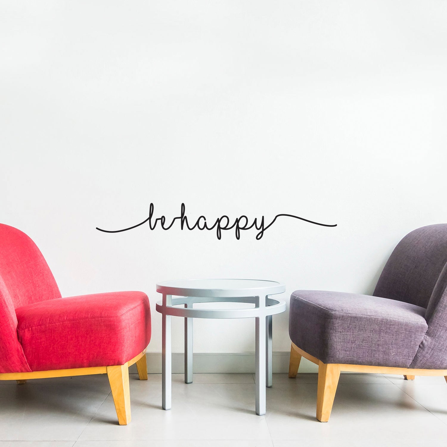 Be Happy Lettering - Inspirational Life Quotes Wall Art Decal - 10.75 x 70" Decoration Vinyl Sticker - Motivational Wall Art Decal - Bedroom Wall Decor - Trendy Wall Art - Happiness Signs (X-Large)"