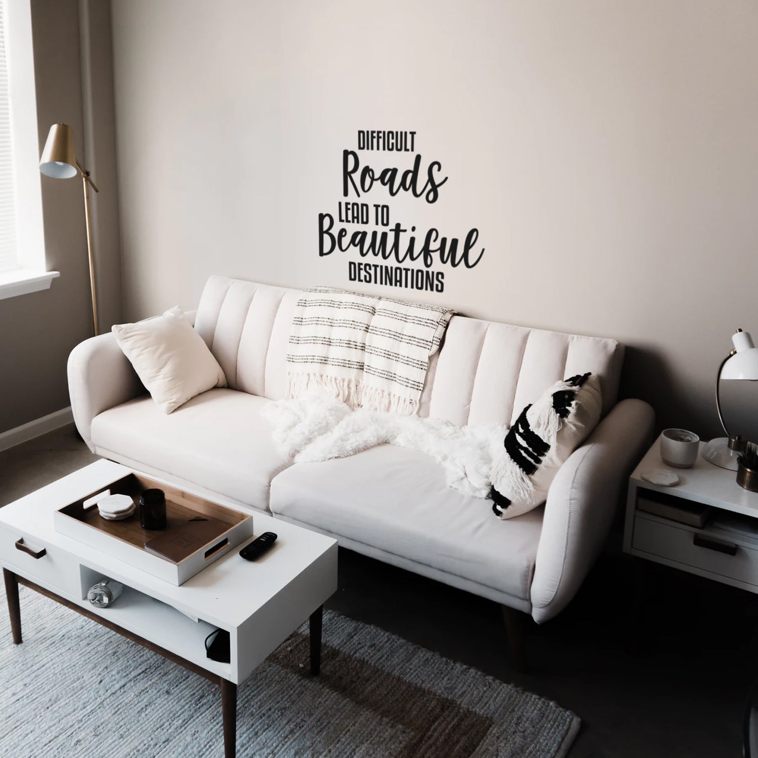 Difficult Roads Lead to Beautiful Destinations - Inspirational Quotes Wall Decals - 17" x 20" - Bedroom Living Room Decor Vinyl Wall Decals - Motivational Quote Wall Decal