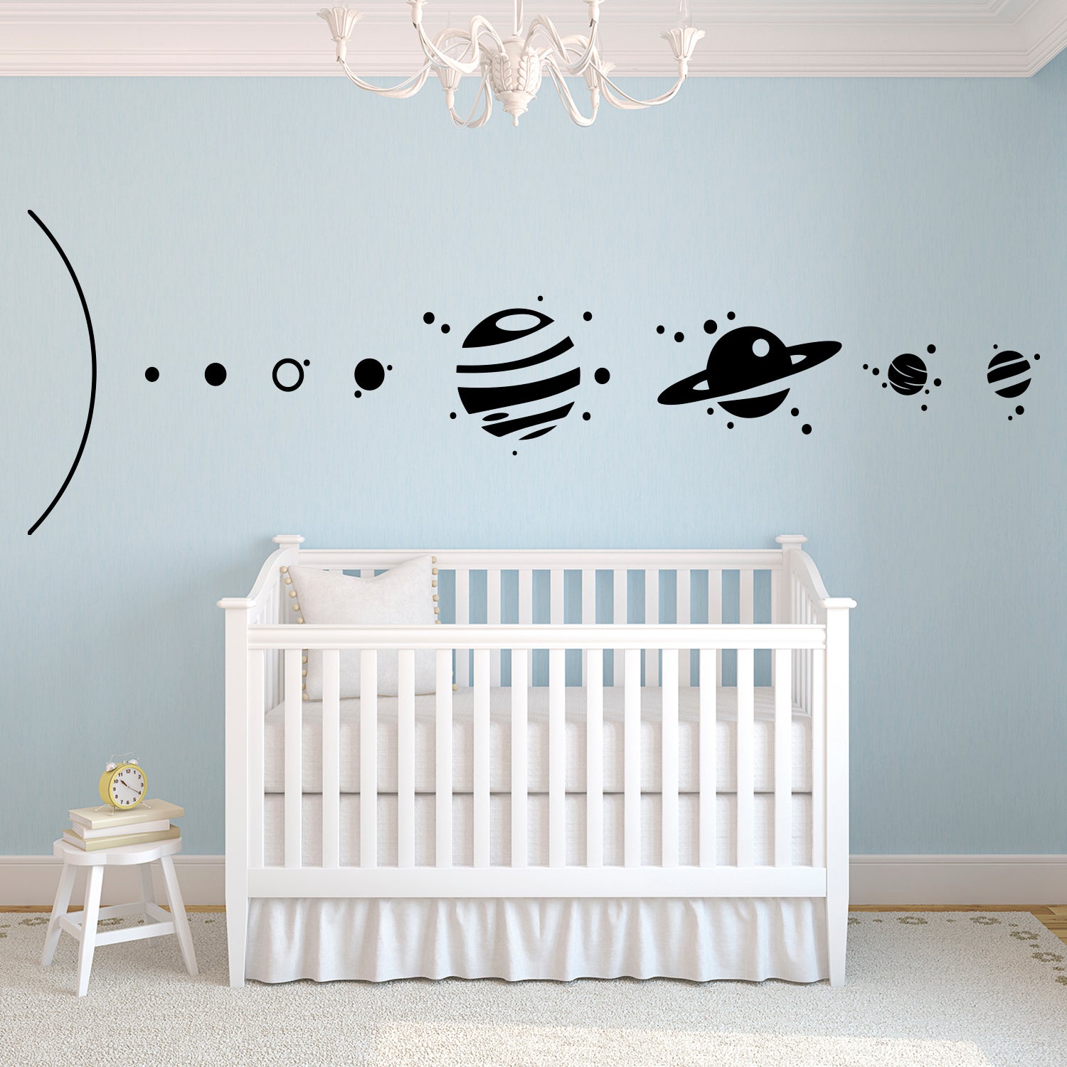 Solar System Outer Space Planets Vinyl Wall Art Stickers - 23" x 72" - Boys and Girls Bedroom Planet Vinyl Decals - Kids Universe Peel Off Stickers Decor - Educational Planets Wall Art for Classroom