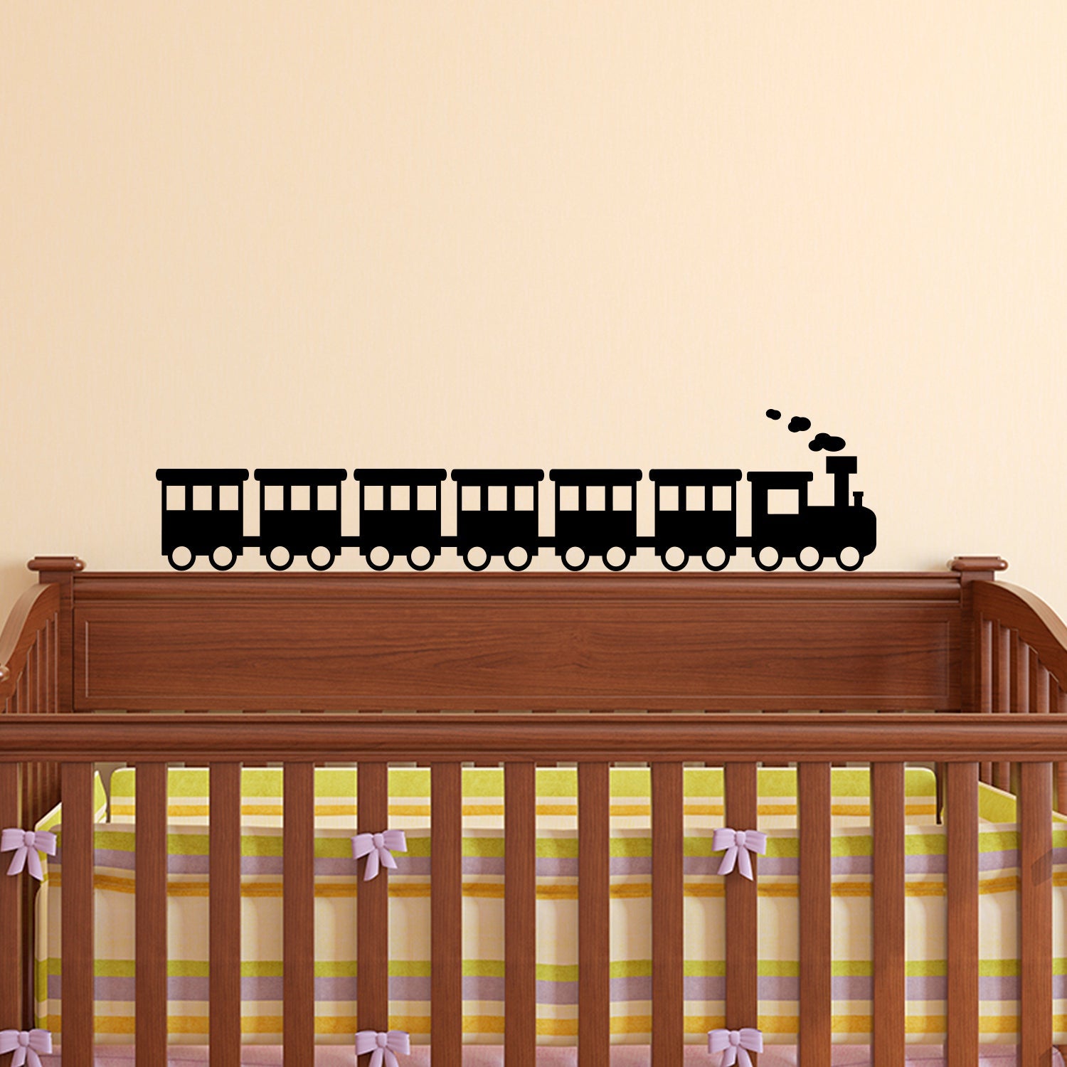 Choo Choo Train - Vinyl Wall Art Sticker Decals - 9" x 40" - Cute Wall Art Decals for Little Girls and Boys Bedroom - Nursery Room Wall Art Decor
