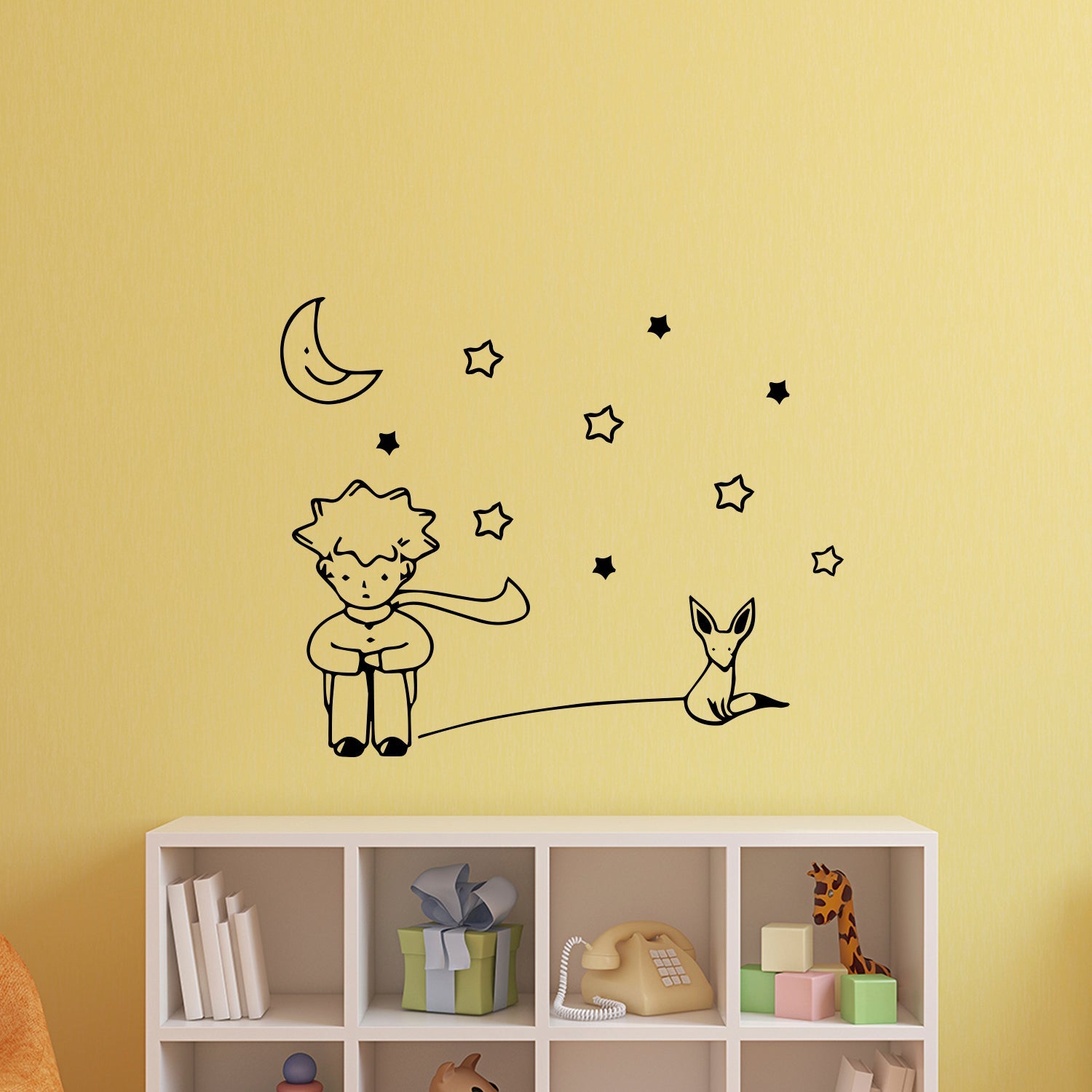 The Little Prince - El Principito - Vinyl Wall Art Stickers - 23" x 28" - Unisex Childrens Bedroom Decals - Preschool and Kindergarten Kids Vinyl Wall Art