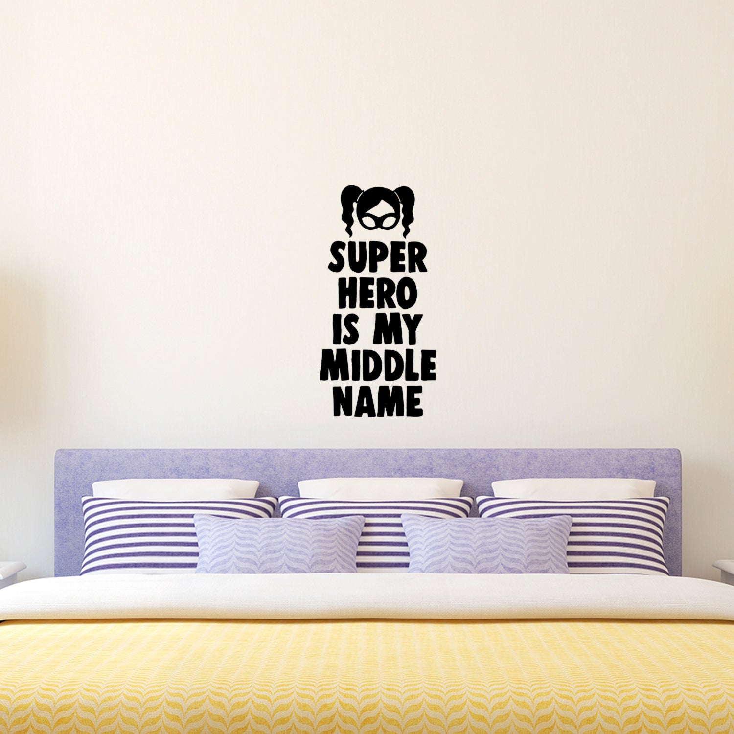 Super Hero is My Middle Name - Vinyl Wall Art Stickers - 20 x 10" - Girls Bedroom Superhero Vinyl Wall Decals - Cute Nursery Wall Decal - Girls Party Vinyl Wall Decorations"