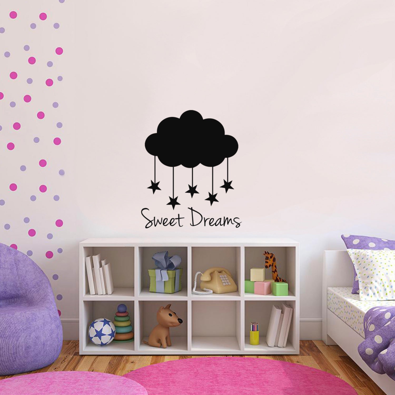 Sweet Dreams Clouds and Stars - Vinyl Wall Art Stickers - 27 x 23" - Unisex Little Childrens Bedroom Decals - Cute Nursery Wall Decor Decals for Baby Boys and Girls"