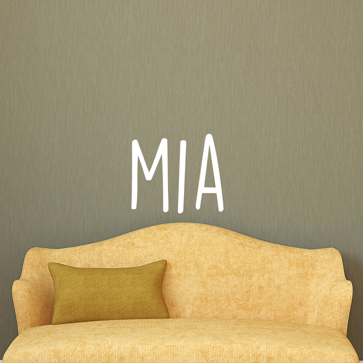 Vinyl Wall Art Decal Girls Name - 'MIA' Text Name - 12 x 19" - Girls Bedroom Vinyl Wall Decals - Cute Wall Art Decals for Baby Girl Nursery Room Decor (12" x 19"; White Text)"