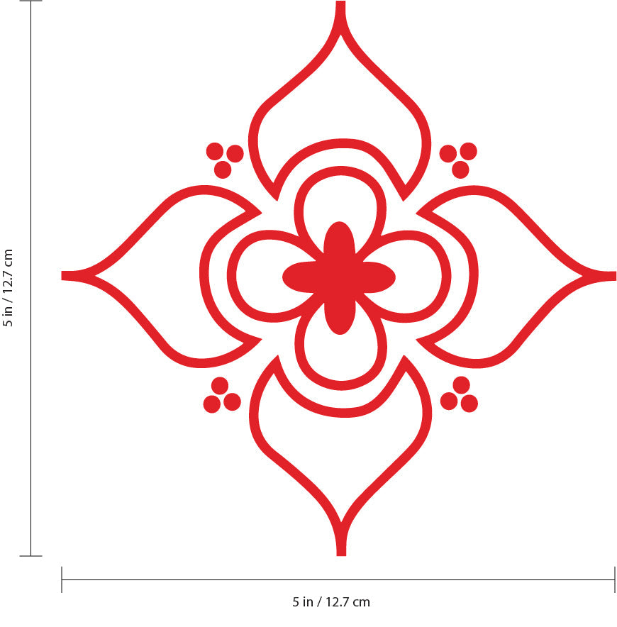 Set of 20 Vinyl Wall Art Decals - Pretty Flowers Pattern - 5" x 5" Each - Bedroom Living Room Office Dorm Room Girly Home Decor - Trendy Apartment Stencil Adhesive Stickers (5" x 5" Each; Black)