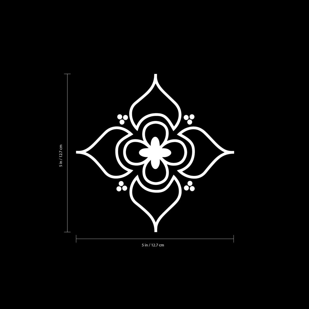 Set of 20 Vinyl Wall Art Decals - Pretty Flowers Pattern - 5" x 5" Each - Bedroom Living Room Office Dorm Room Girly Home Decor - Trendy Apartment Stencil Adhesive Stickers (5" x 5" Each; Black)