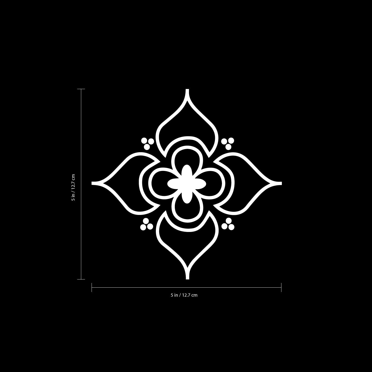 Set of 20 Vinyl Wall Art Decals - Pretty Flowers Pattern - 5" x 5" Each - Bedroom Living Room Office Dorm Room Girly Home Decor - Trendy Apartment Stencil Adhesive Stickers (5" x 5" Each; Black)