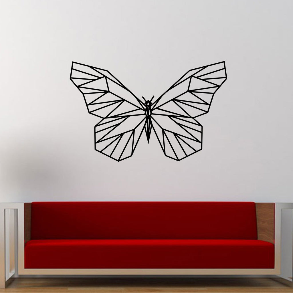Vinyl Wall Art Decal - Geometric Butterfly Outline - 23" x 36" - Home Decor Sticker Decals - Living Room Bedroom Nursery Playroom (23" x 36"; Black)