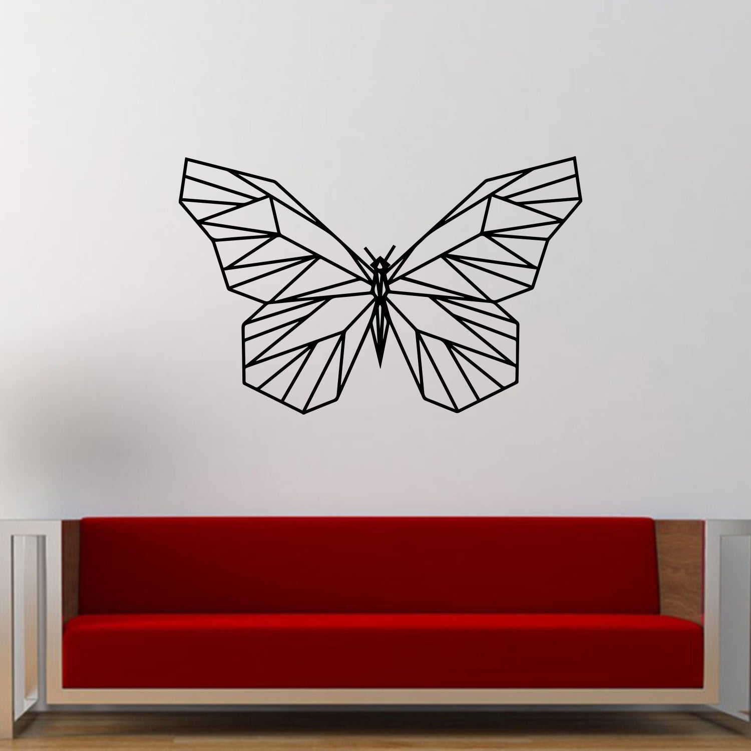 Vinyl Wall Art Decal - Geometric Butterfly Outline - 23" x 36" - Home Decor Sticker Decals - Living Room Bedroom Nursery Playroom (23" x 36"; Black)