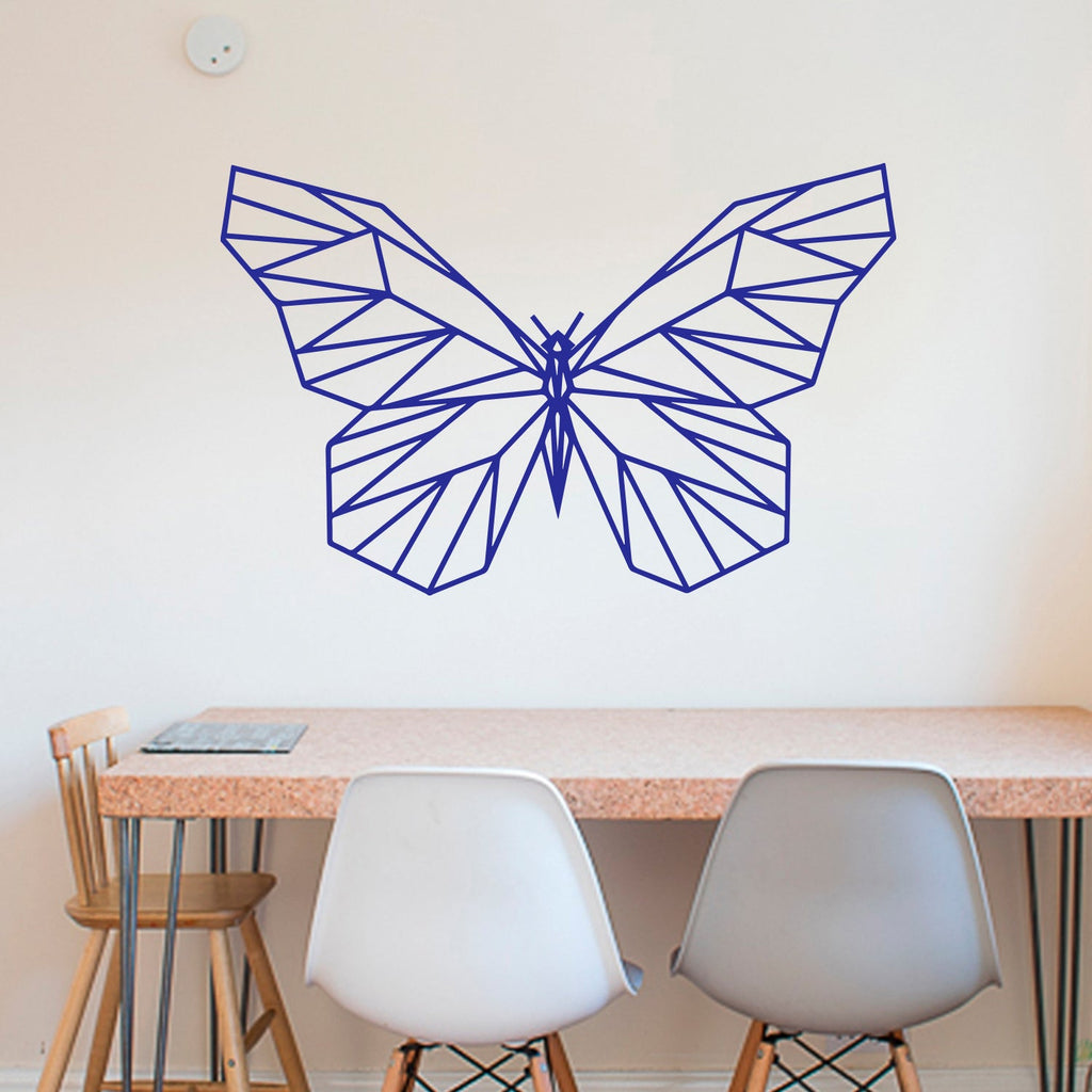 Vinyl Wall Art Decal - Geometric Butterfly Outline - 23" x 36" - Home Decor Sticker Decals - Living Room Bedroom Nursery Playroom (23" x 36"; Black)
