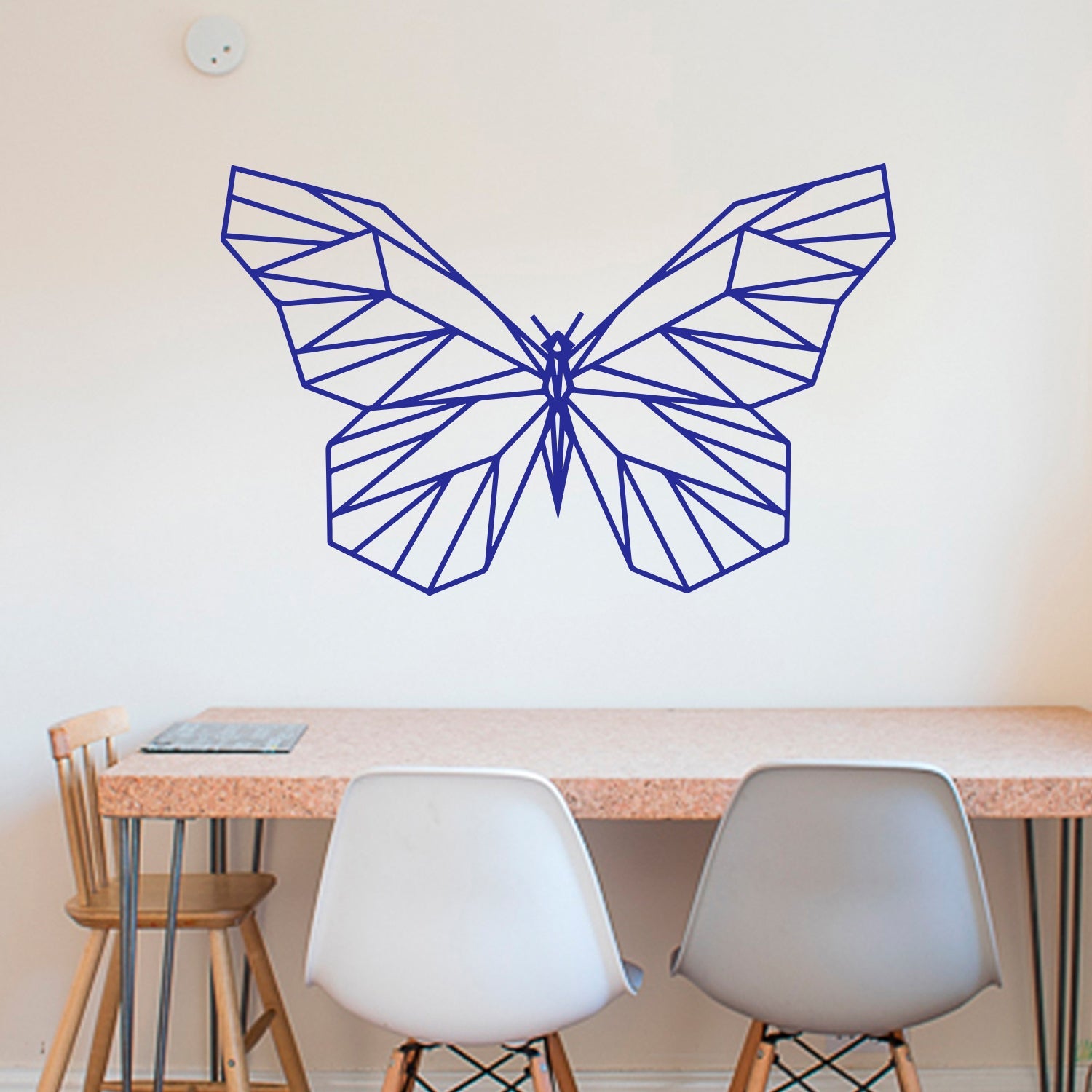 Vinyl Wall Art Decal - Geometric Butterfly Outline - 23" x 36" - Home Decor Sticker Decals - Living Room Bedroom Nursery Playroom (23" x 36"; Black)