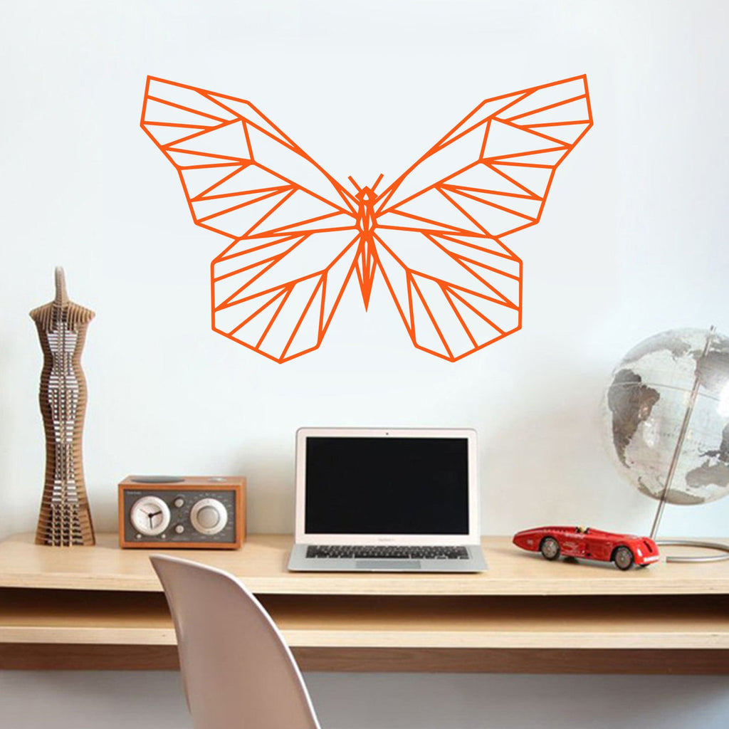 Vinyl Wall Art Decal - Geometric Butterfly Outline - 23" x 36" - Home Decor Sticker Decals - Living Room Bedroom Nursery Playroom (23" x 36"; Black)