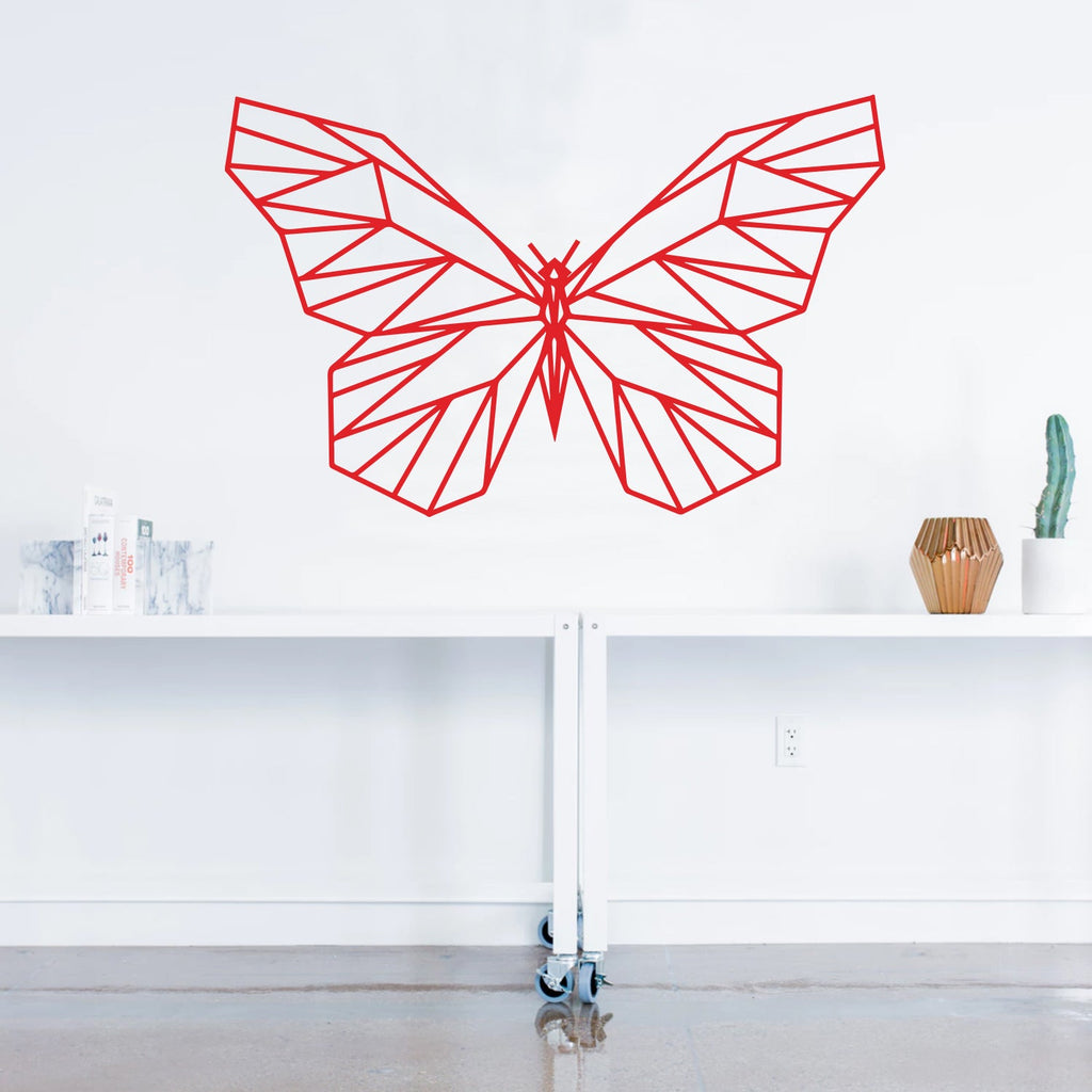 Vinyl Wall Art Decal - Geometric Butterfly Outline - 23" x 36" - Home Decor Sticker Decals - Living Room Bedroom Nursery Playroom (23" x 36"; Black)
