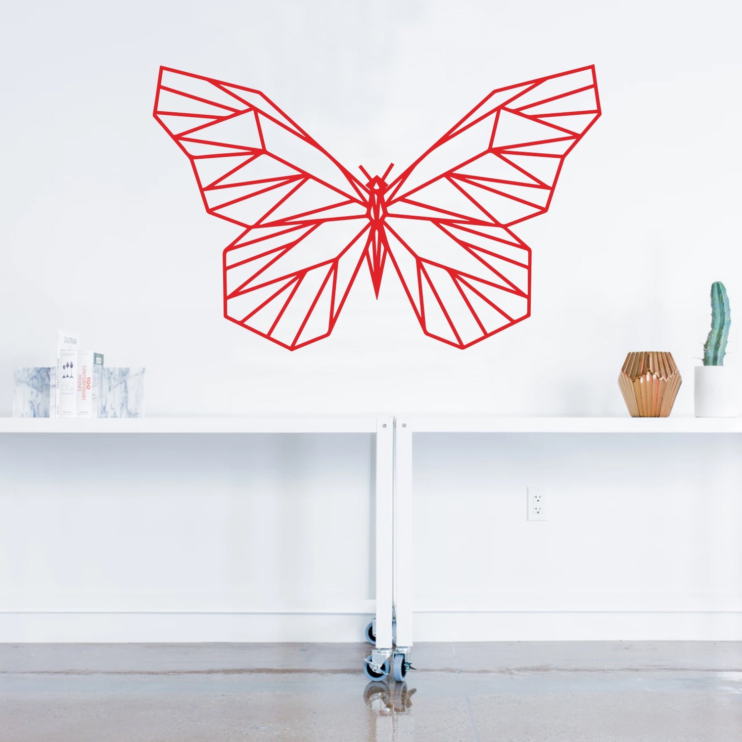 Vinyl Wall Art Decal - Geometric Butterfly Outline - 23" x 36" - Home Decor Sticker Decals - Living Room Bedroom Nursery Playroom (23" x 36"; Black)