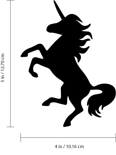 Set of 20 Vinyl Wall Art Decals - Unicorns Pattern - 5" x 4" Each - Beautiful Girly Stencil Adhesives - Decal for Girls Teens Nursery Living Room Bedroom Dorm Room Decor (5" x 4" Each; Black)