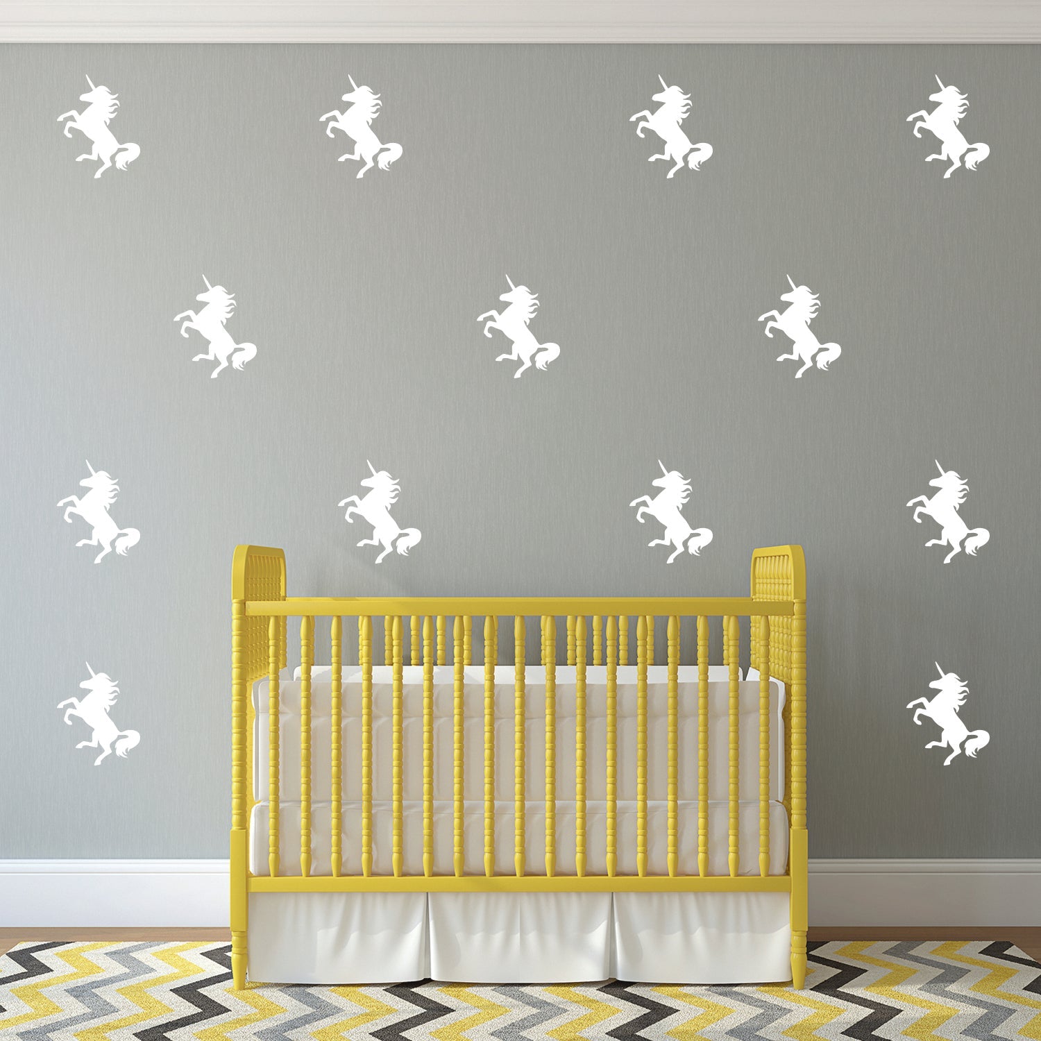 Set of 20 Vinyl Wall Art Decals - Unicorns Pattern - 5" x 4" Each - Beautiful Girly Stencil Adhesives - Decal for Girls Teens Nursery Living Room Bedroom Dorm Room Decor (5" x 4" Each; Black)
