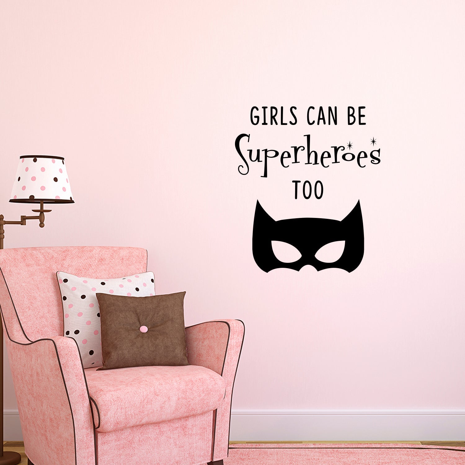 Vinyl Art Wall Decal - Girls Can Be Superheroes Too - 23" x 20" - Little Girls Quotes - Toddlers Preschool Nursery Bedroom Playroom Apartment Indoor Outdoor Decor Stickers