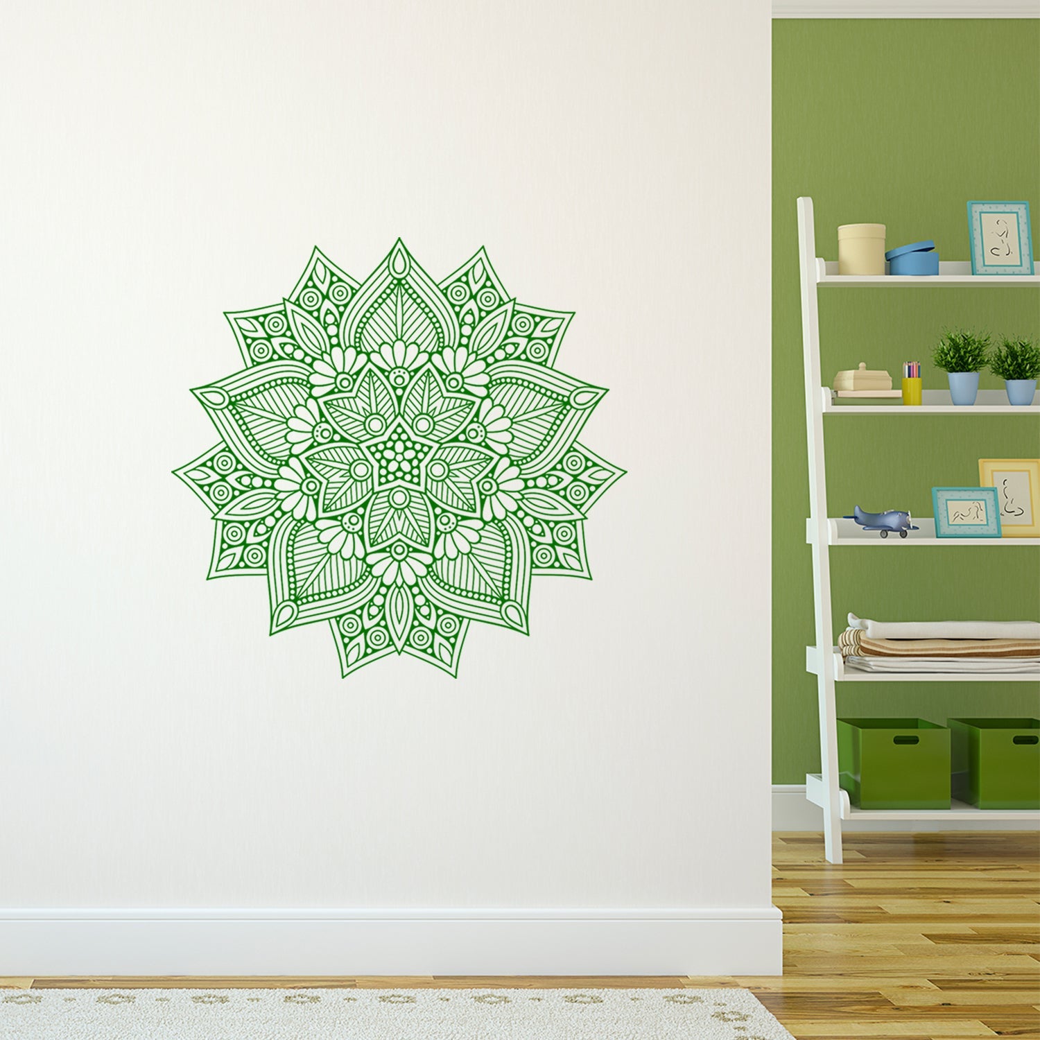 Vinyl Wall Art Decal - Hindu Mandala - 22" x 23" - Home Decor Apartment Workplace - Yoga Studio Namaste Meditation Mandala Bohemian Flower (22" x 23"; Black)