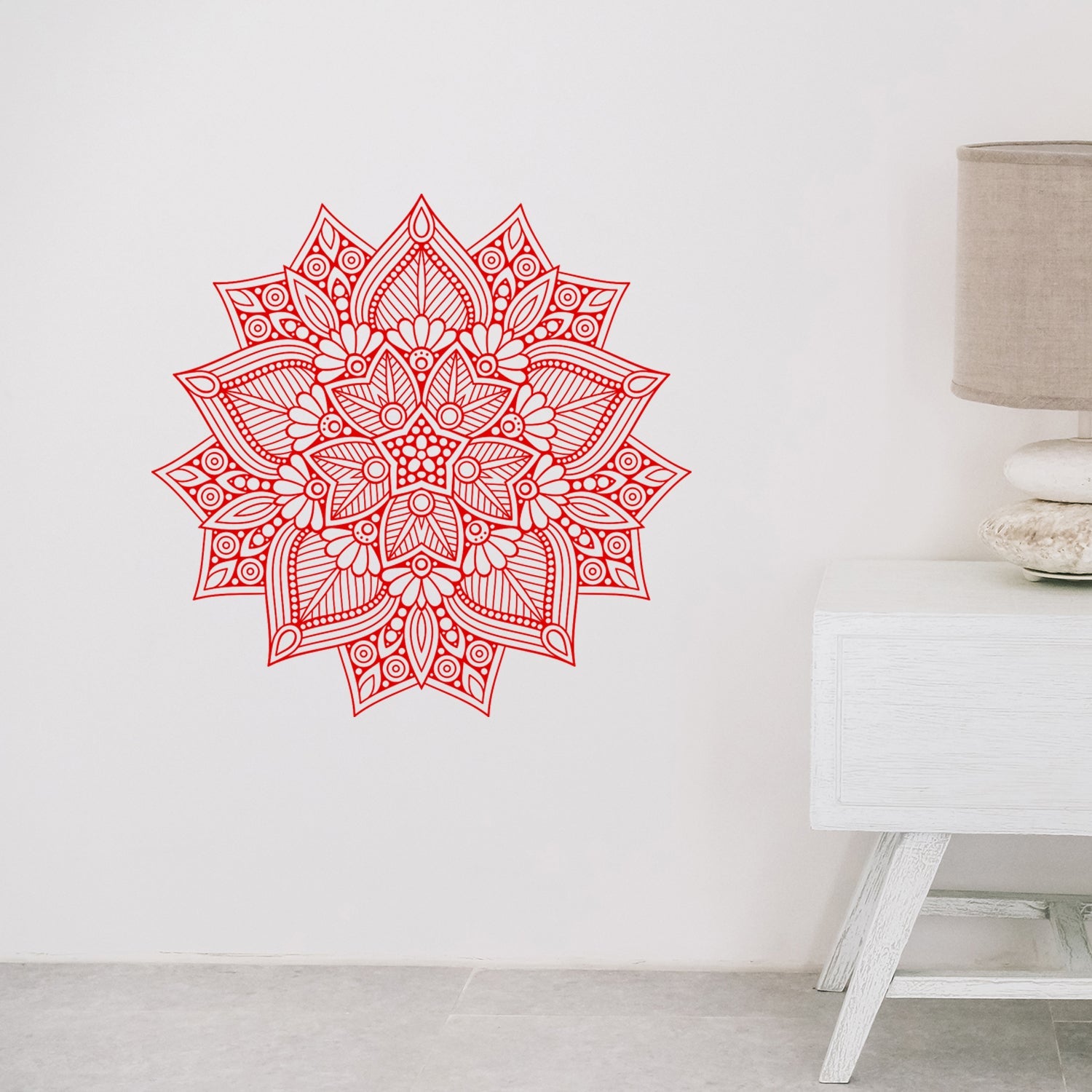 Vinyl Wall Art Decal - Hindu Mandala - 22" x 23" - Home Decor Apartment Workplace - Yoga Studio Namaste Meditation Mandala Bohemian Flower (22" x 23"; Black)