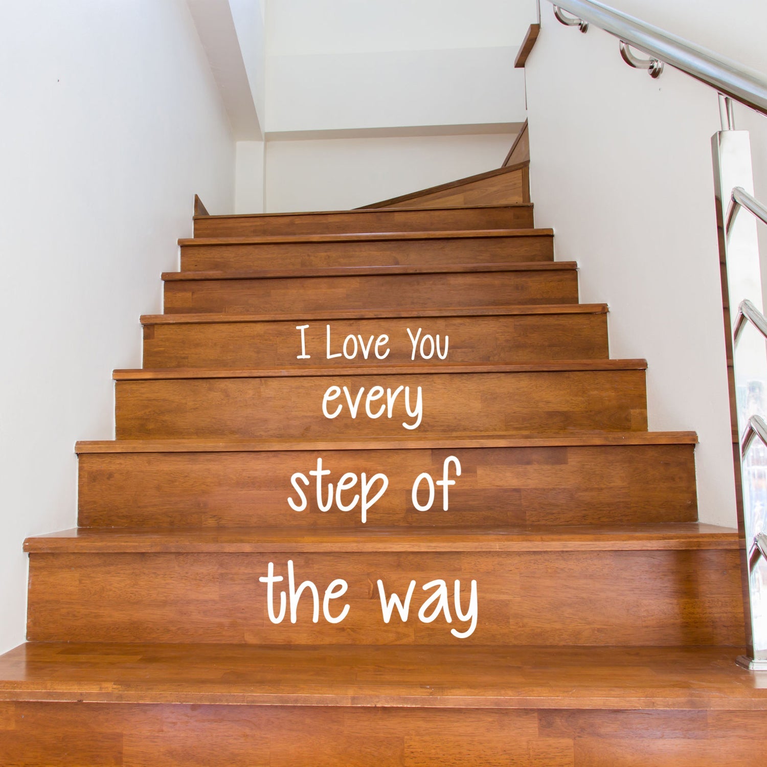 Vinyl Wall Art Decal - I Love You Every Step of The Way - from 4.1 to 18" Each - Love Quotes for Indoor Outdoor Stairs Stickers Decor for Family Home Stairway Decals (4.1" x 18"; Black)"