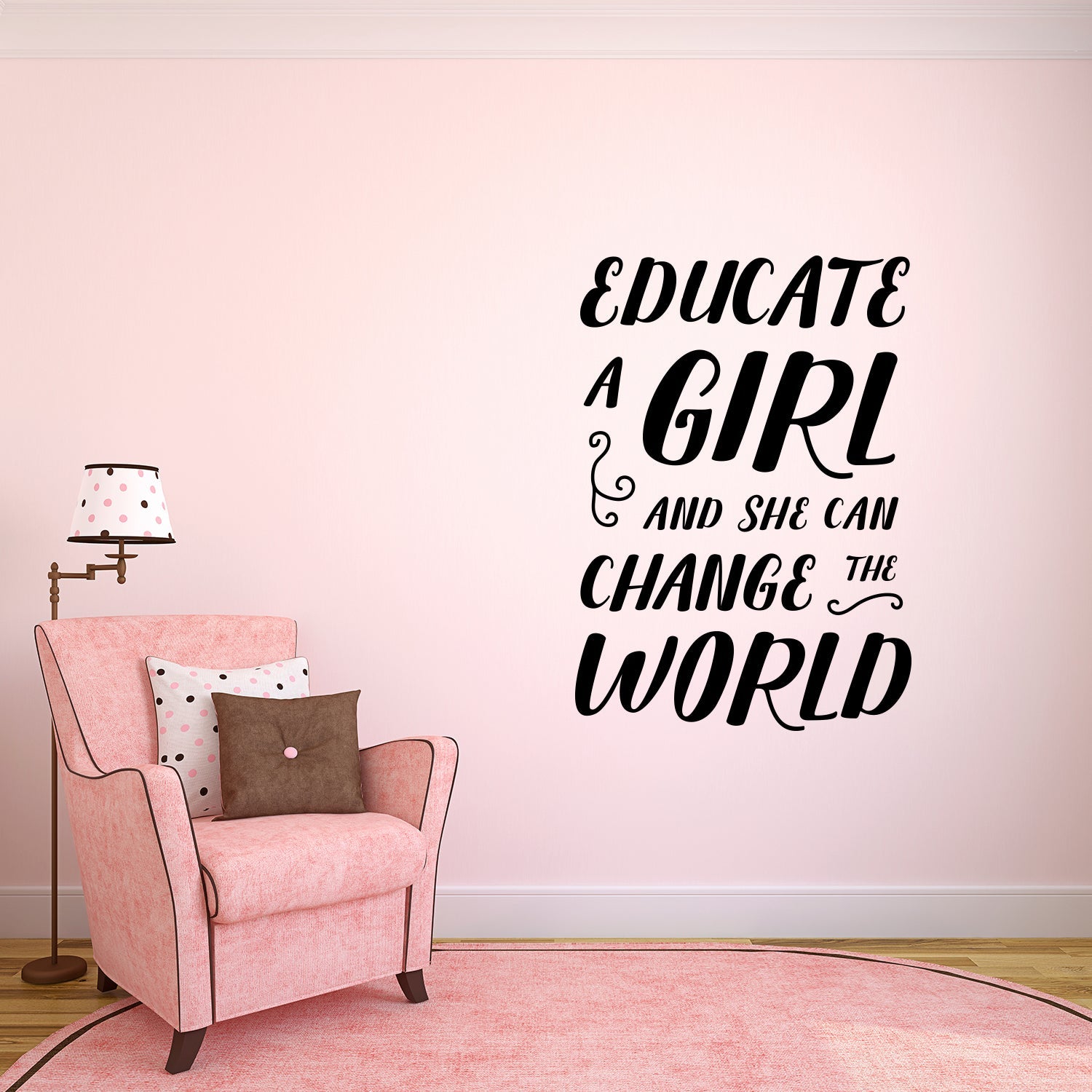 Vinyl Wall Art Decal - Educate A Girl and She Can Change The World - 33 x 23" - Teen Girl Bedroom Little Girls Nursery Wall Decor Sticker Decals- Women's Empowerement Motivational Quote Sayings"