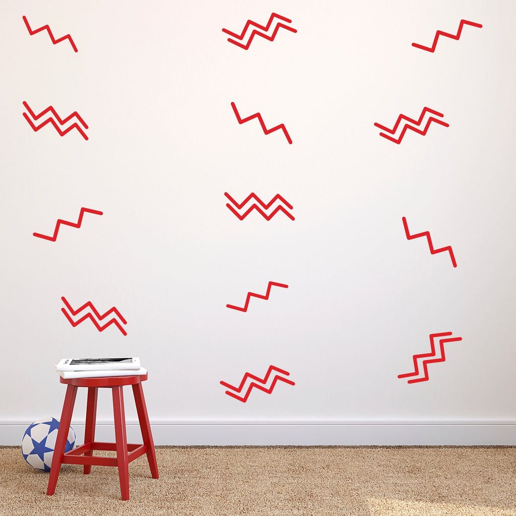 Set of 22 Vinyl Wall Art Decal - Zig Zag Patterns - 7 to 8" Each - Sticker Vinyls for Home Apartment Workplace Use - Cool Simple Shapes for Living Room Bedroom Decorations (7" to 8" Each; Black)"