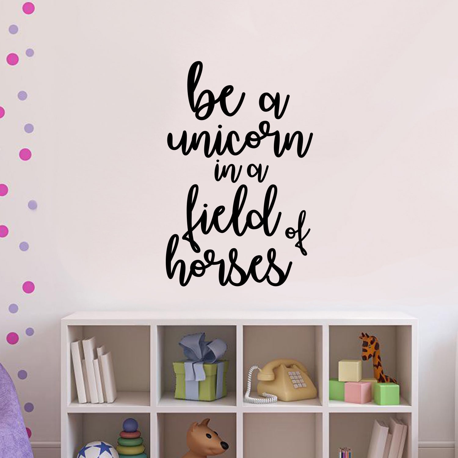 Vinyl Wall Art Decal - Be A Unicorn in A Field of Horses - 23" x 15" - Motivational Quote Words - Teen Girl Bedroom Cute Little Girls Nursery Room Home Wall Decor - Trendy Modern Wall Sticker Decals