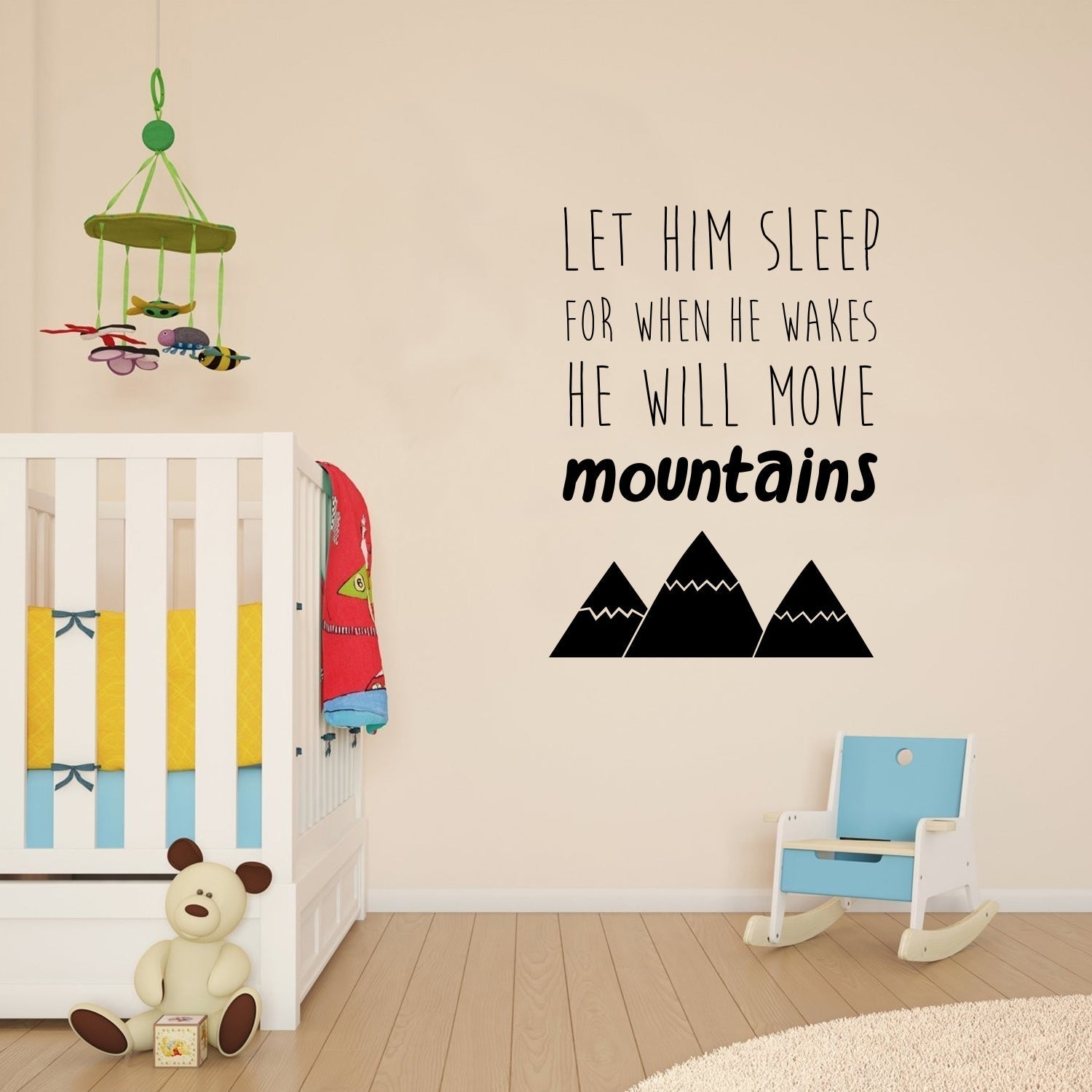 Vinyl Wall Art Decal - Let Him Sleep for When He Wakes He Will Move Mountains - 31 x 23" - Napoleon Quotes Home Bedroom Wall Decor - Inspiring Nursery Playroom Daycare Decals (31" x 23"; Black)"