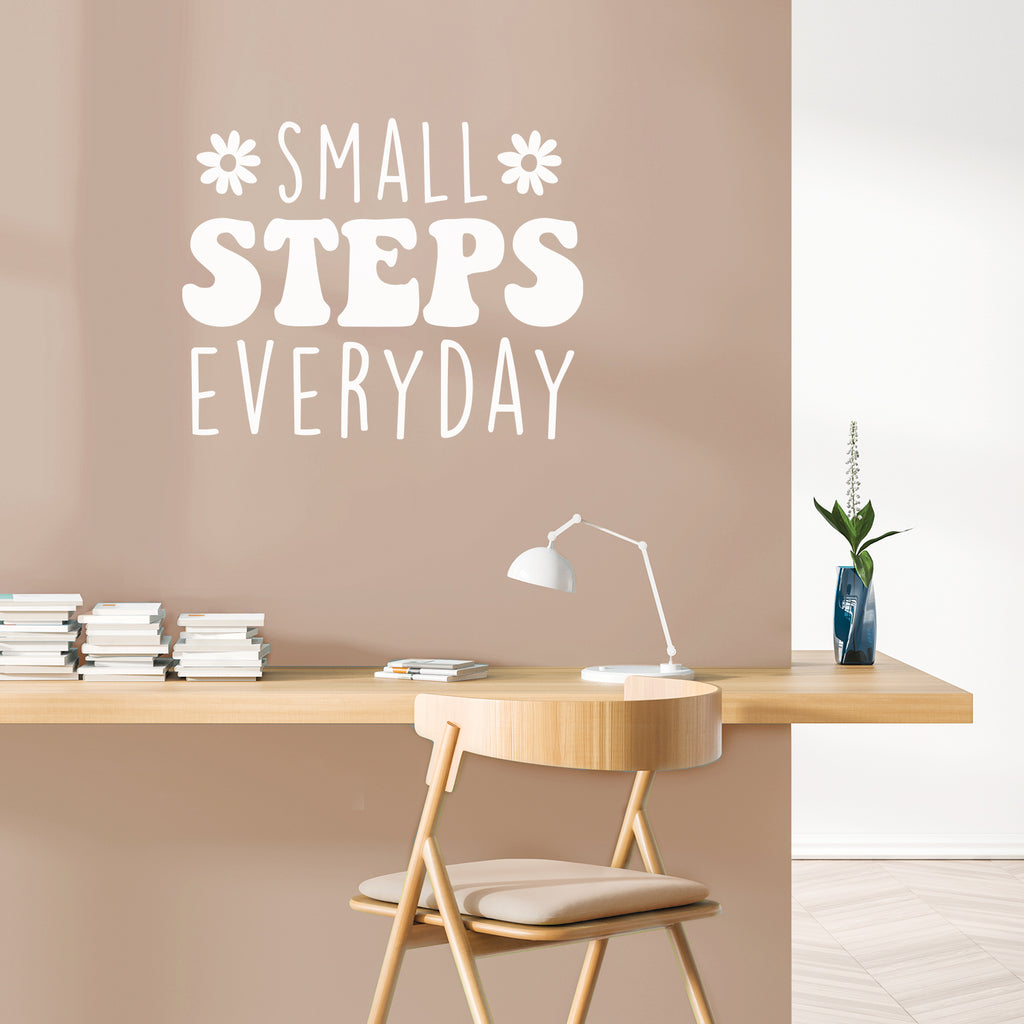 Vinyl Wall Art Decal - Small Steps Everyday - 22 x 27.5" - Trendy Cute inspirational Good Vibes Quote Sticker For Bedroom Closet Living Room Playroom Office School Coffee Shop Classroom Decor (Black)"