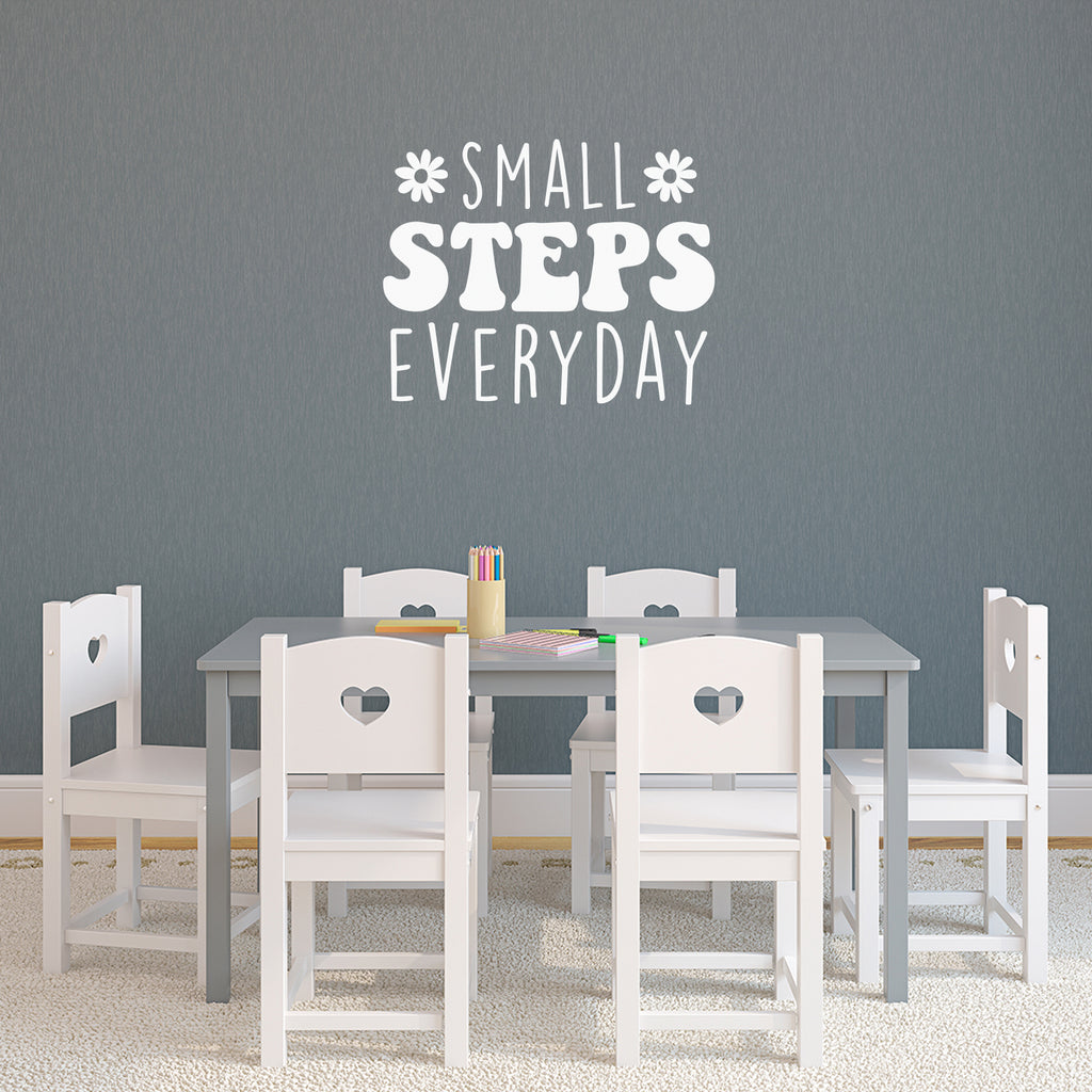 Vinyl Wall Art Decal - Small Steps Everyday - 22 x 27.5" - Trendy Cute inspirational Good Vibes Quote Sticker For Bedroom Closet Living Room Playroom Office School Coffee Shop Classroom Decor (Black)"