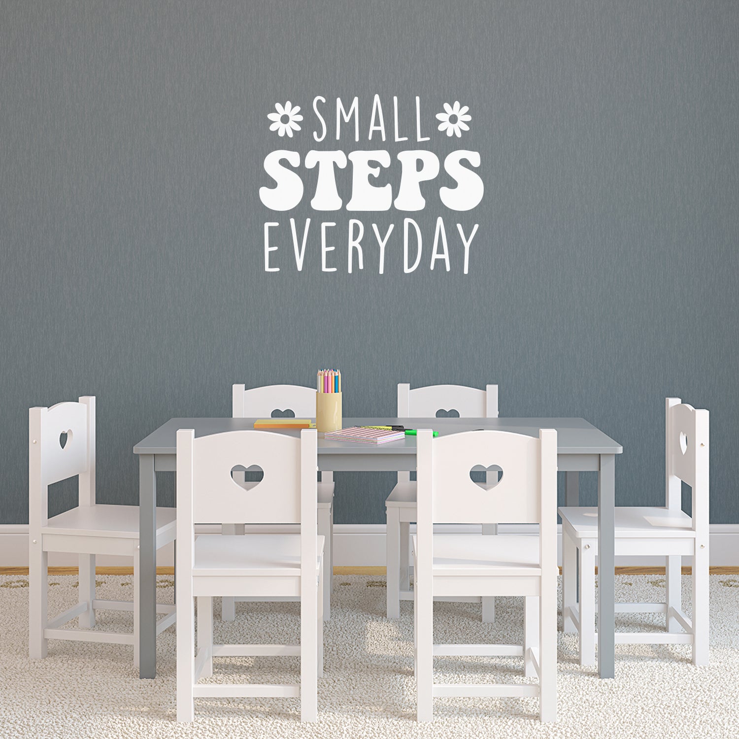 Vinyl Wall Art Decal - Small Steps Everyday - 22 x 27.5" - Trendy Cute inspirational Good Vibes Quote Sticker For Bedroom Closet Living Room Playroom Office School Coffee Shop Classroom Decor (Black)"