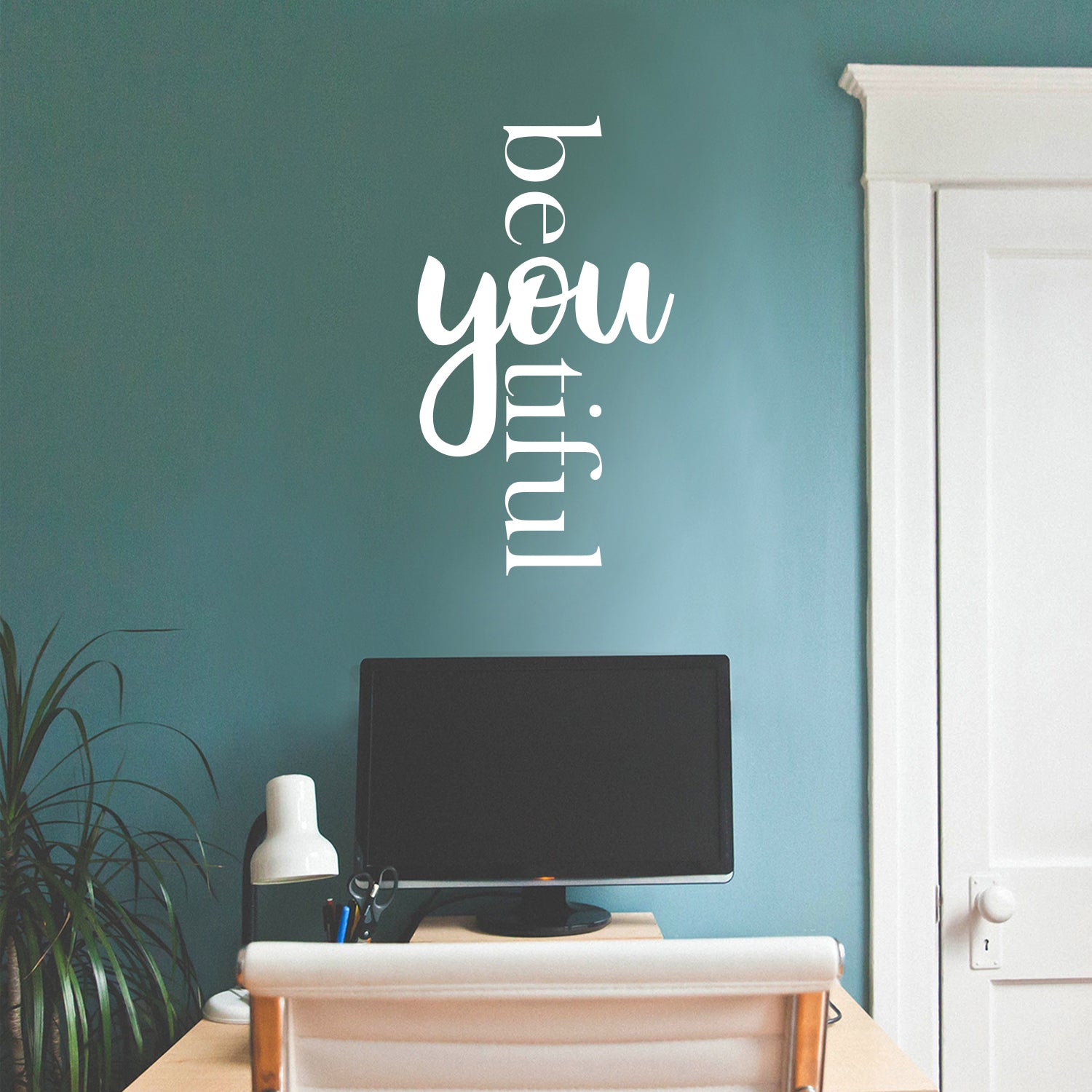 Vinyl Wall Art Decal - Be You Tiful - 30 x 17" - Inspirational Trendy Cute Chic Girly Minimalist Quote Sticker for Bedroom Closet Makeup Mirror Playroom Bedroom Office Yoga Ballet Decor (White)"