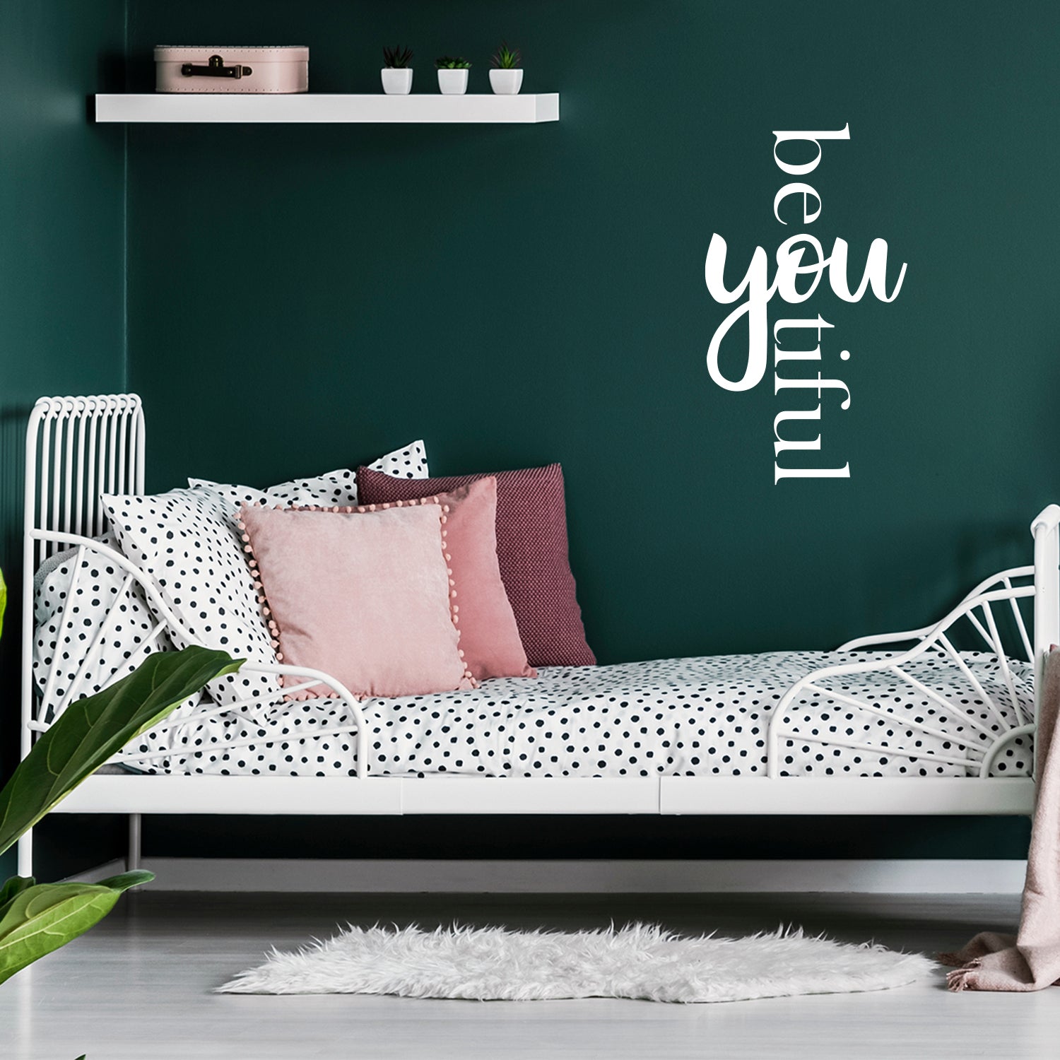 Vinyl Wall Art Decal - Be You Tiful - 30 x 17" - Inspirational Trendy Cute Chic Girly Minimalist Quote Sticker for Bedroom Closet Makeup Mirror Playroom Bedroom Office Yoga Ballet Decor (White)"
