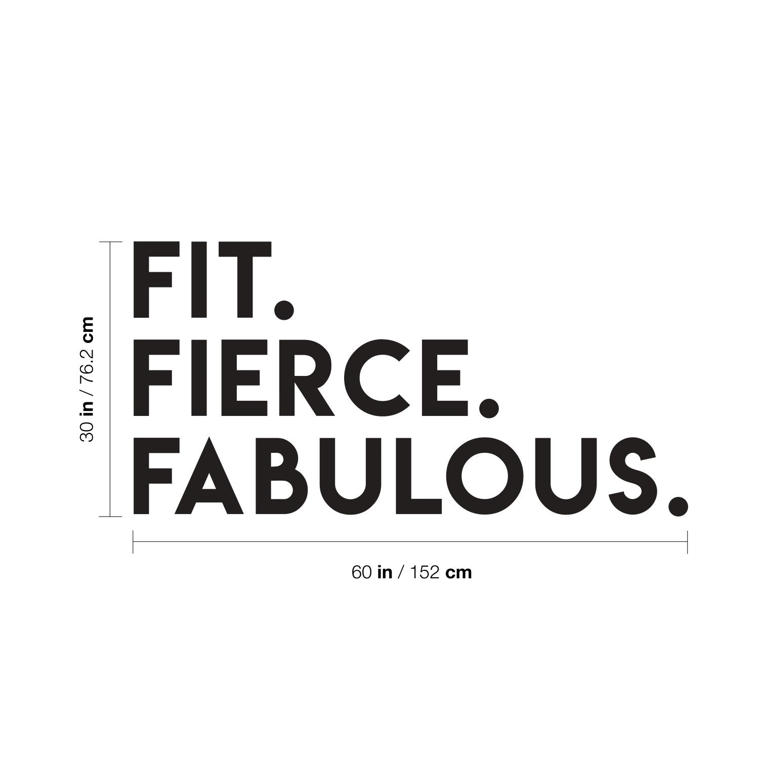 Vinyl Wall Art Decal - Fit Fierce Fabulous - 30 x 60" - Modern Motivational Healthy Lifestyle Quote Sticker for Home Gym Crossfit Fitness Exercise Workout Room Decor (Black)"