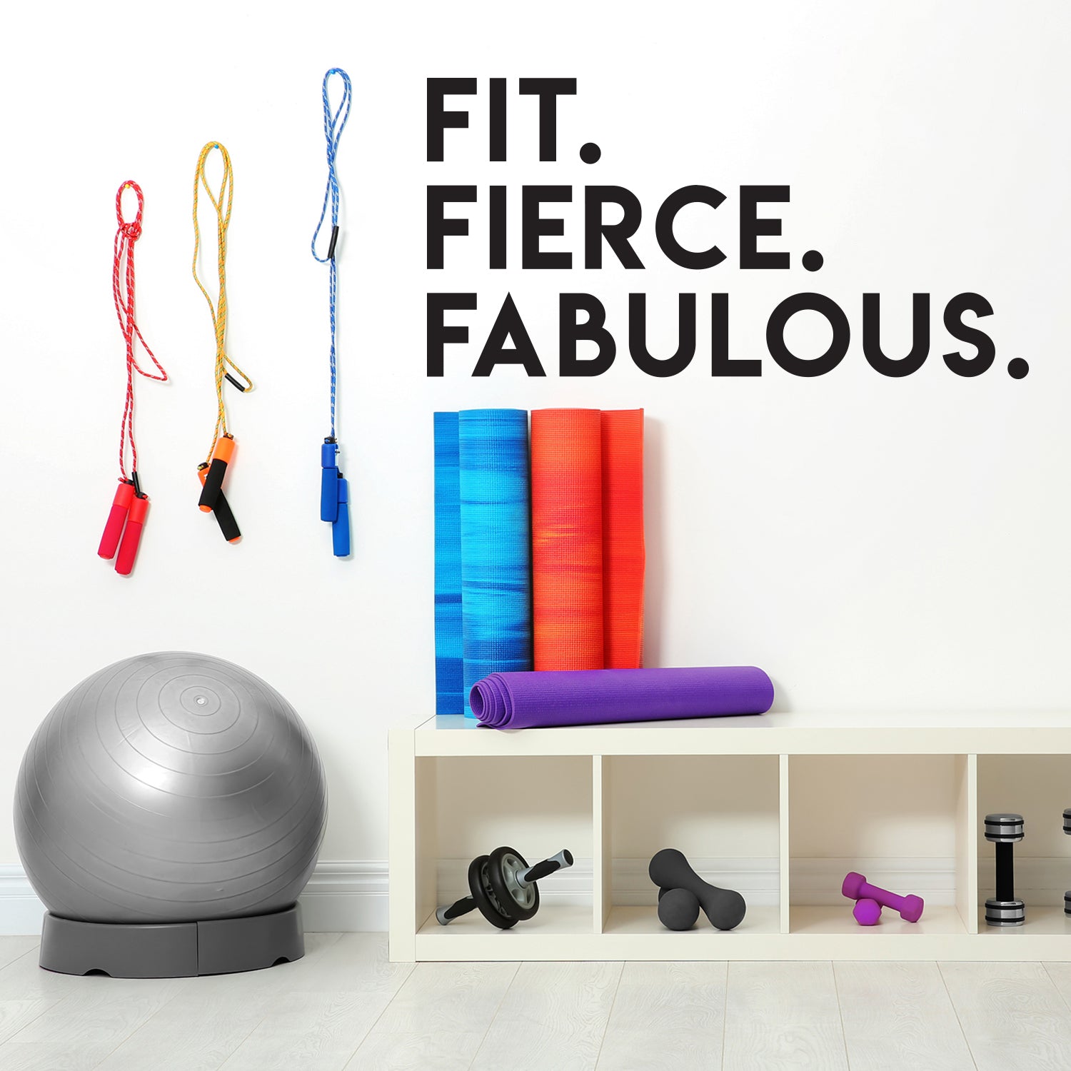 Vinyl Wall Art Decal - Fit Fierce Fabulous - 30 x 60" - Modern Motivational Healthy Lifestyle Quote Sticker for Home Gym Crossfit Fitness Exercise Workout Room Decor (Black)"