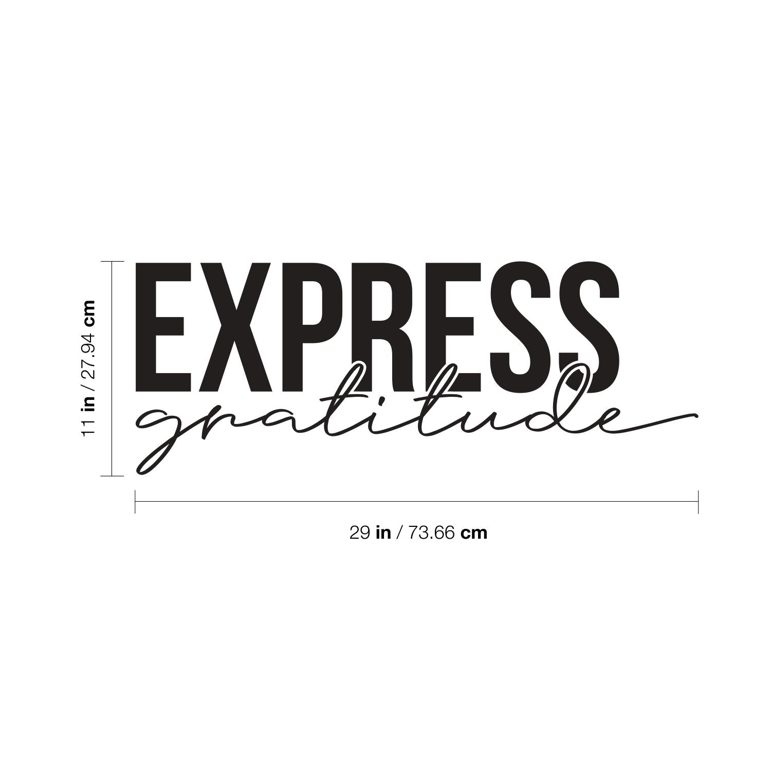 Vinyl Wall Art Decal - Express Gratitude - 11 x 29" - Trendy Inspirational Self Esteem Quote Sticker for Home Office Living Room Bedroom Closet Bathroom Mirror Classroom Decor (Black)"