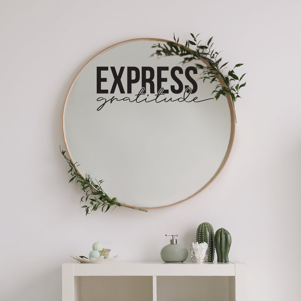 Vinyl Wall Art Decal - Express Gratitude - 11 x 29" - Trendy Inspirational Self Esteem Quote Sticker for Home Office Living Room Bedroom Closet Bathroom Mirror Classroom Decor (Black)"