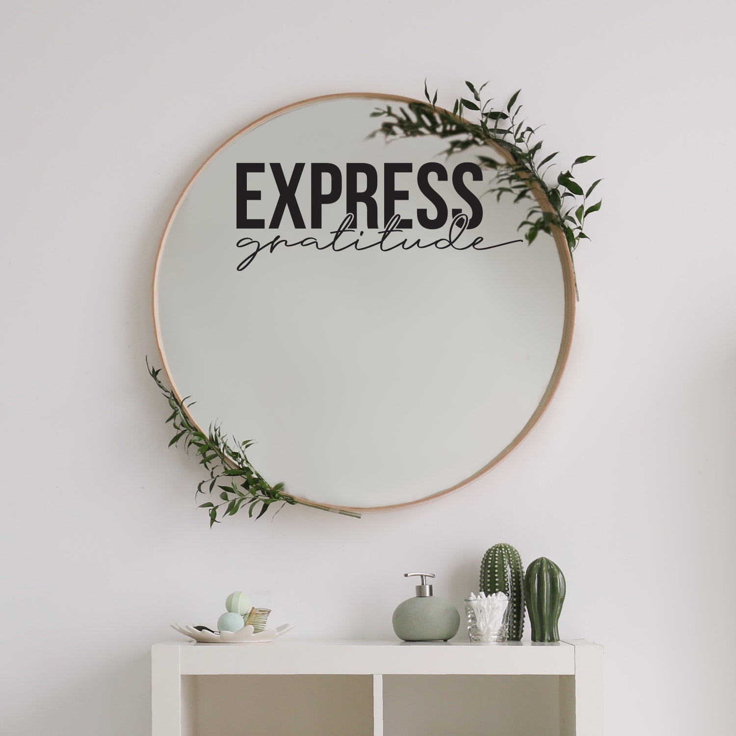 Vinyl Wall Art Decal - Express Gratitude - 11 x 29" - Trendy Inspirational Self Esteem Quote Sticker for Home Office Living Room Bedroom Closet Bathroom Mirror Classroom Decor (Black)"