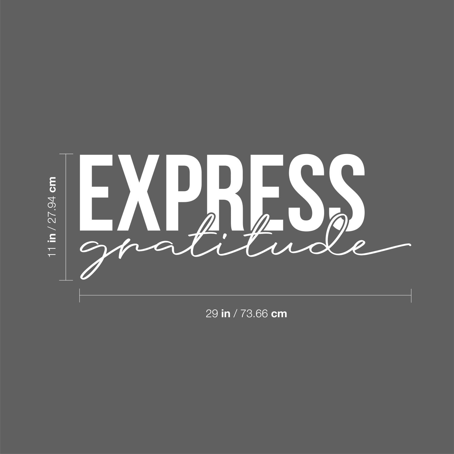 Vinyl Wall Art Decal - Express Gratitude - 11 x 29" - Trendy Inspirational Self Esteem Quote Sticker for Home Office Living Room Bedroom Closet Bathroom Mirror Classroom Decor (Black)"