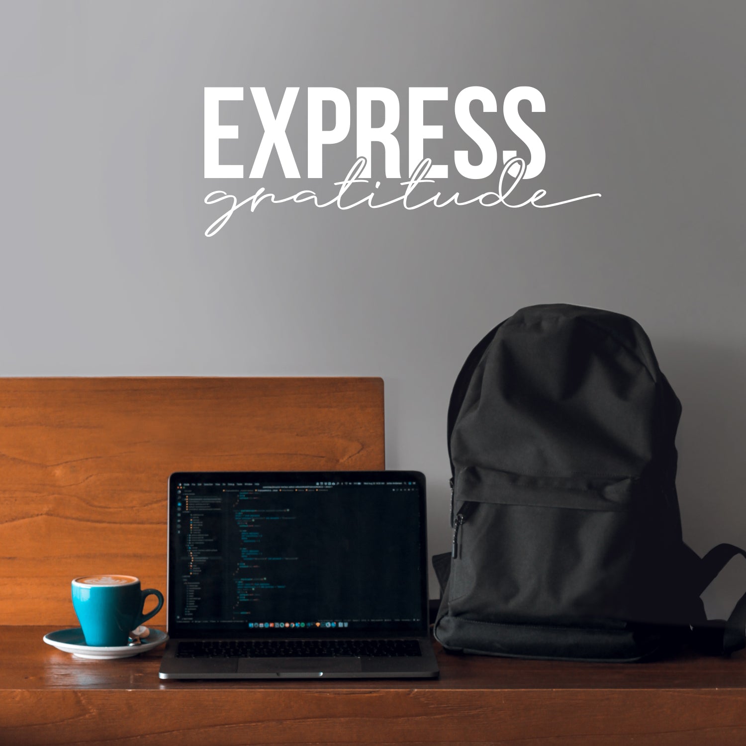 Vinyl Wall Art Decal - Express Gratitude - 11 x 29" - Trendy Inspirational Self Esteem Quote Sticker for Home Office Living Room Bedroom Closet Bathroom Mirror Classroom Decor (Black)"