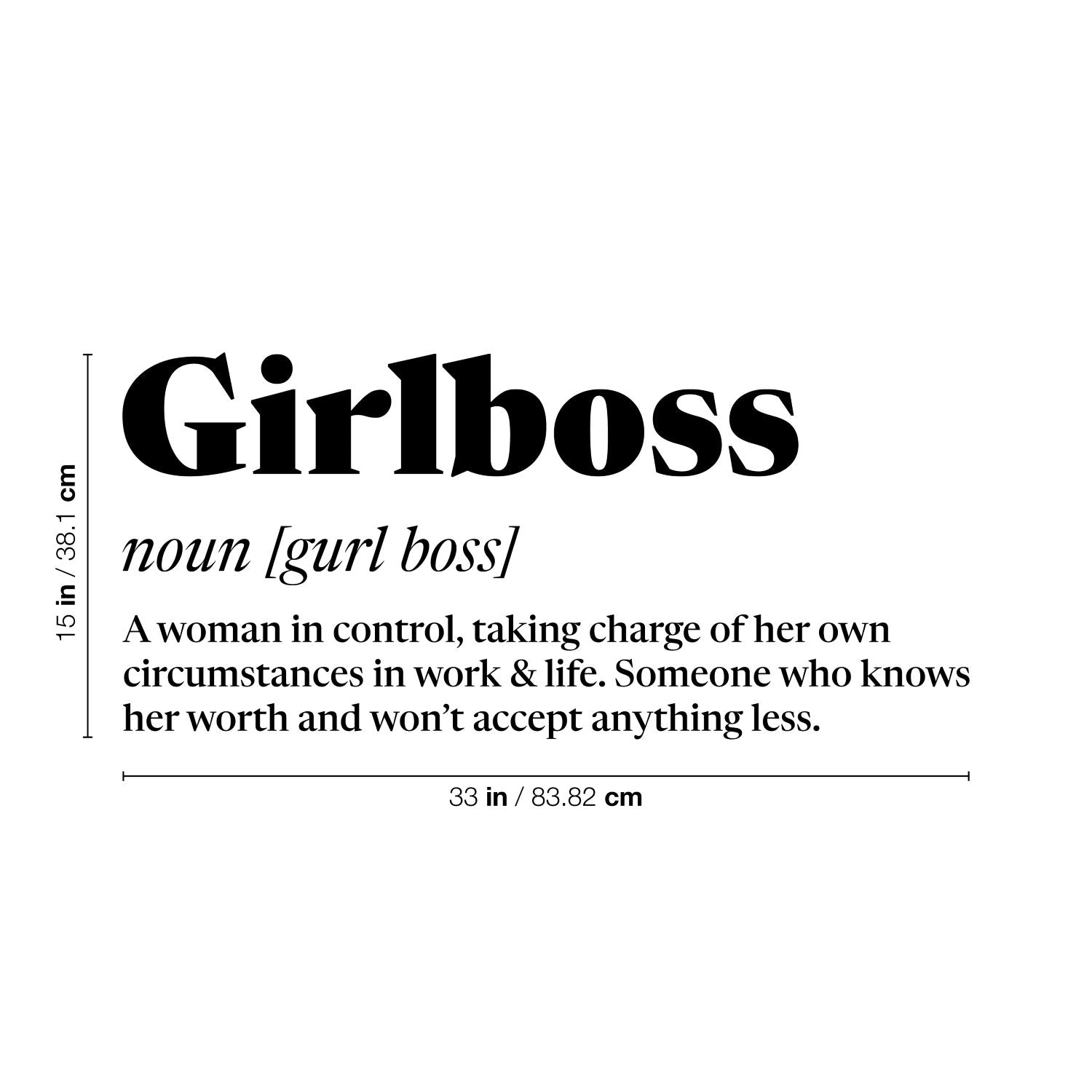 Vinyl Wall Art Decal - Girlboss: A Woman in Control - 15 x 33" - Trendy Motivational Definition Quote Sticker for Feminism Woman Home Bedroom Living Room Work Office Decor (Black)"